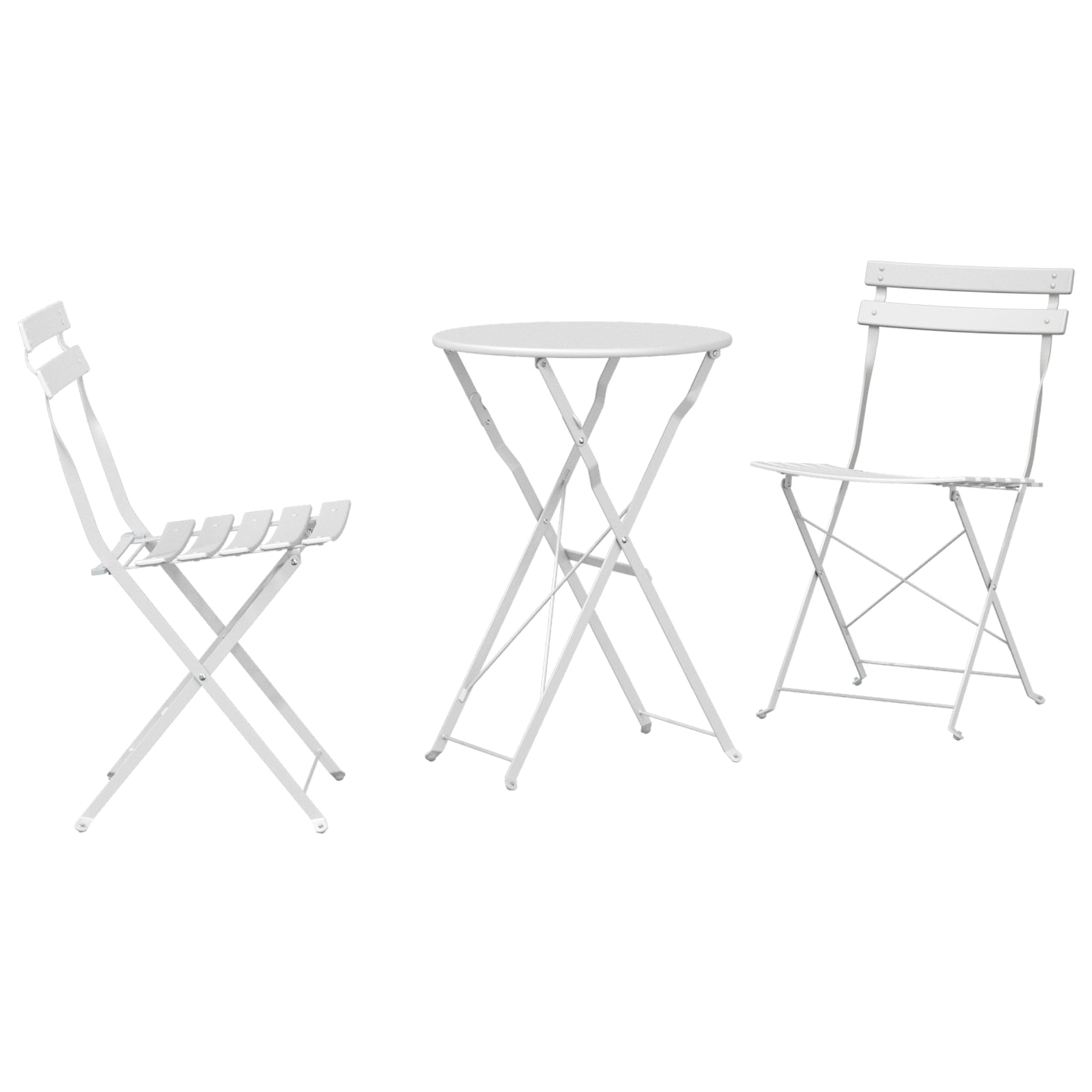 Sammenleggbart Bistrosett 3 pcs Hvit Stål