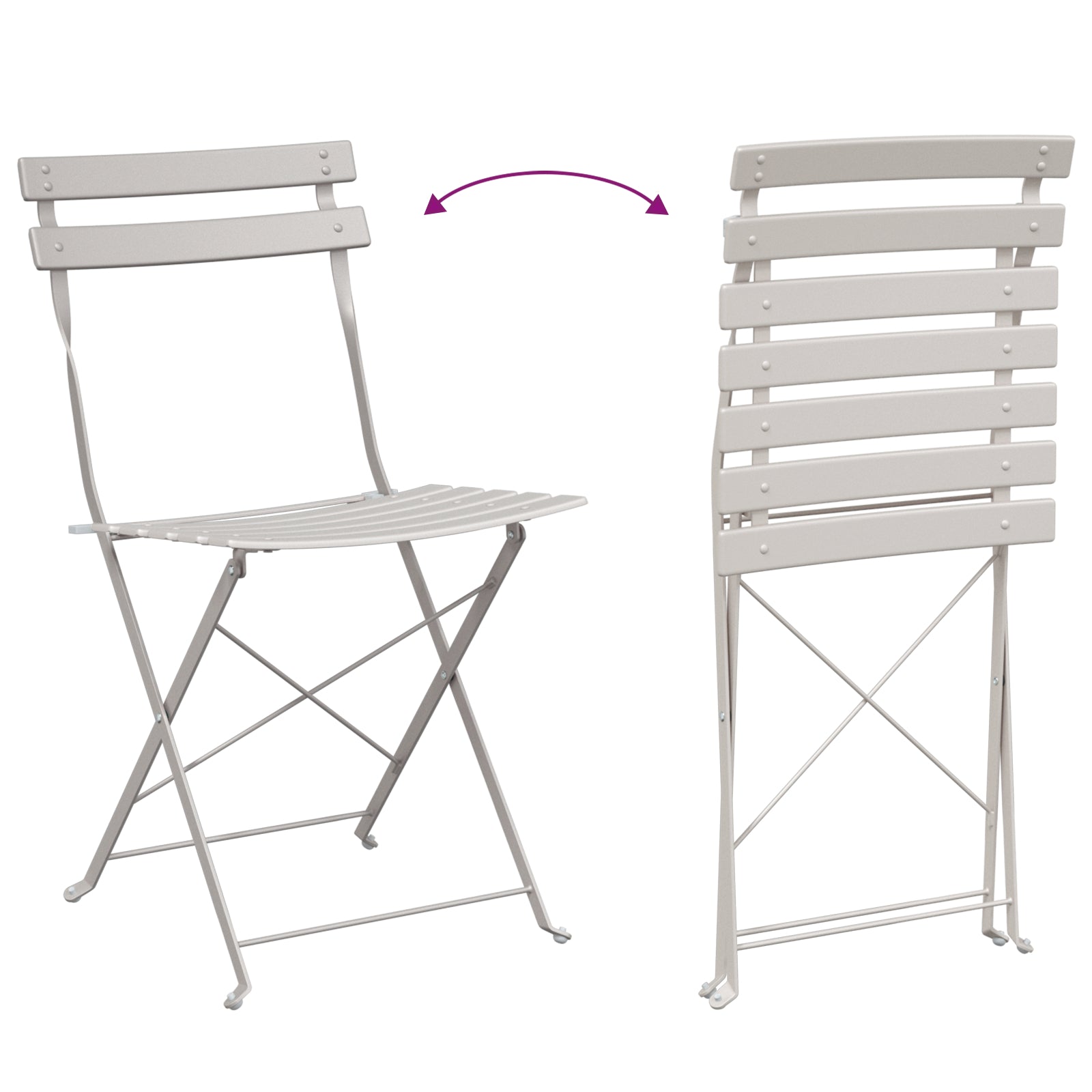 Sammenleggbart Bistrosett 3 pcs Beige Stål