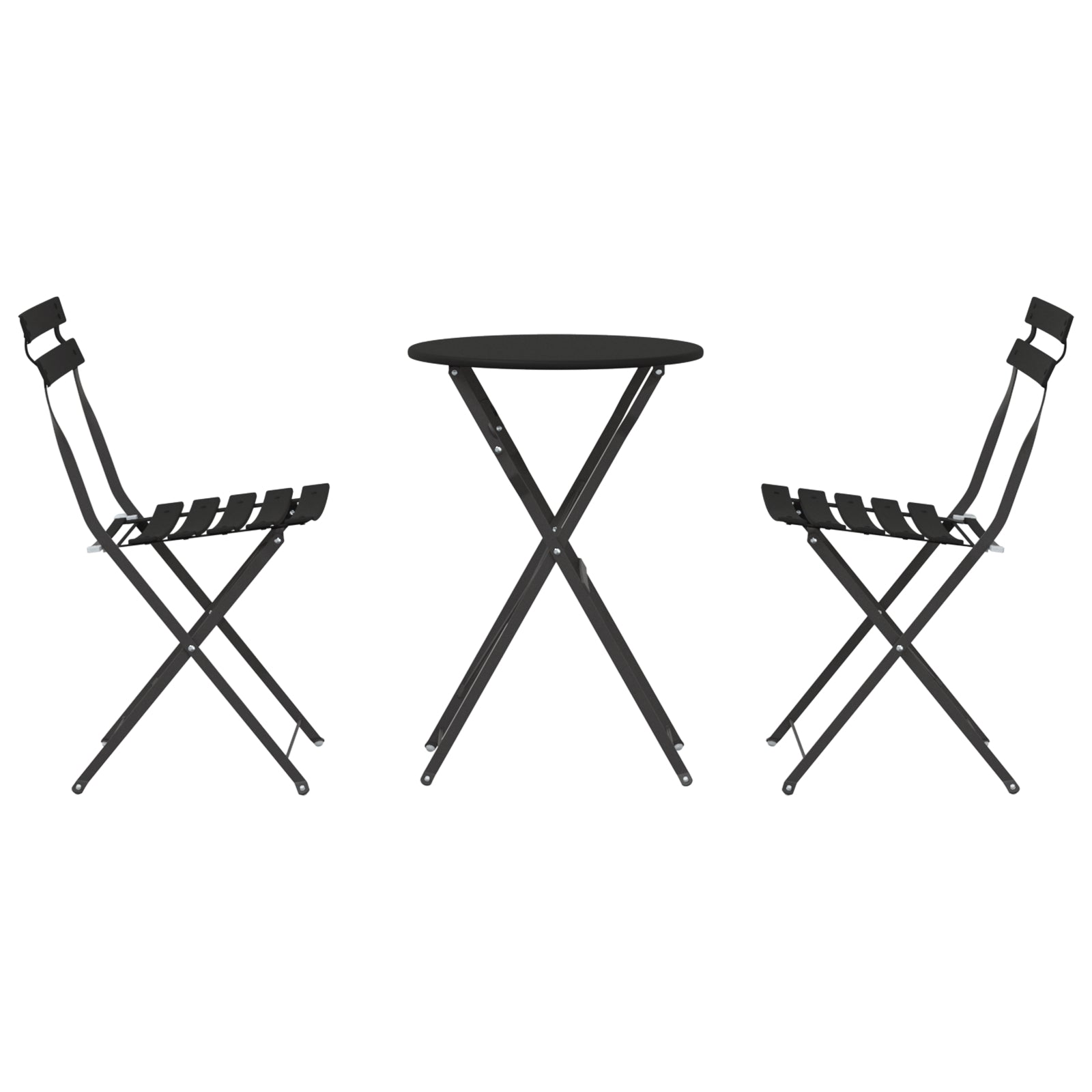 Sammenleggbart Bistrosett 3 pcs Antrasitt Stål