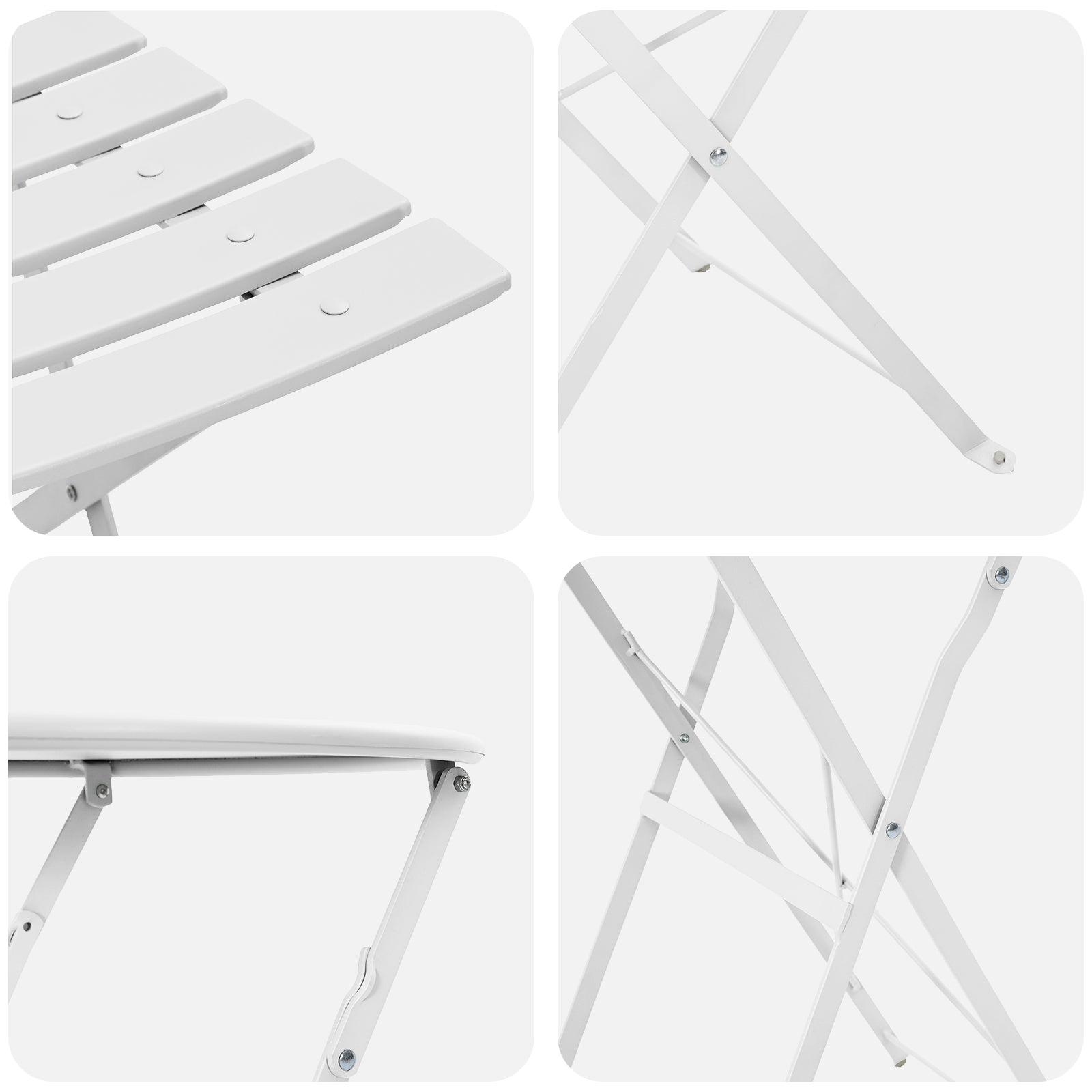 Sammenleggbart Bistrosett 3 pcs Hvit Stål