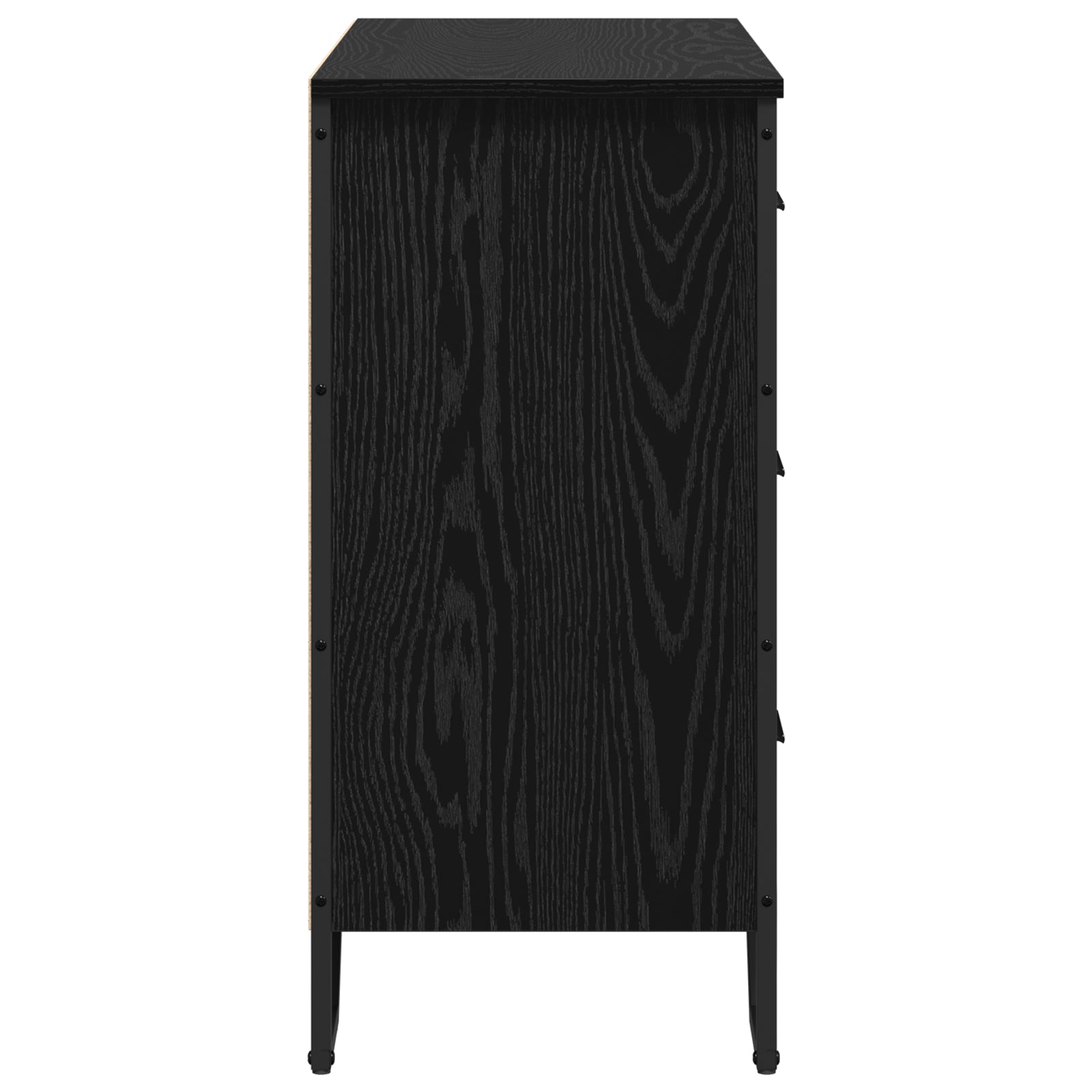 Kommode med skuff Svart eik 91 x 35.5 x 74.5 cm Konstruert tre