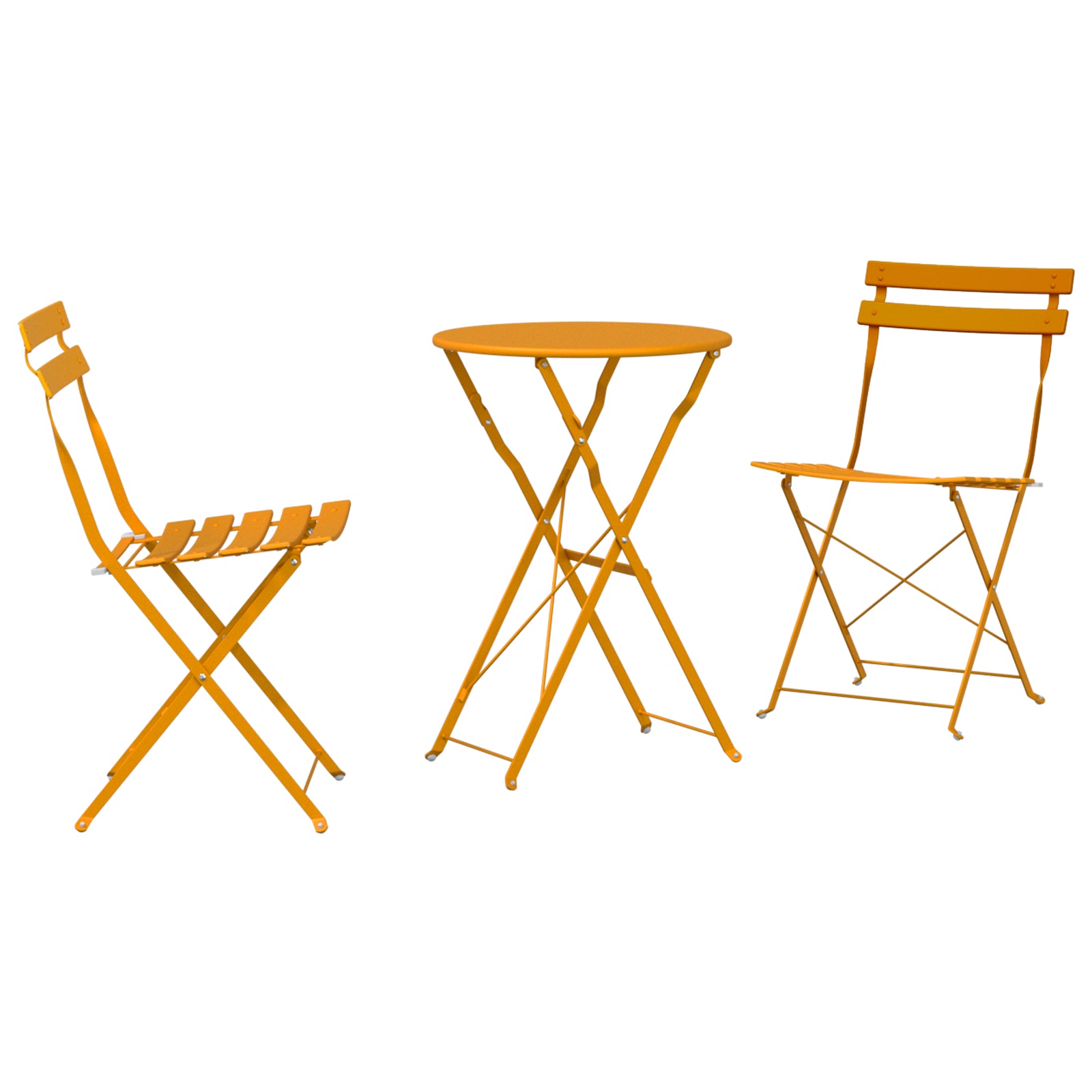 Sammenleggbart Bistrosett 3 pcs Sennepsgul Stål