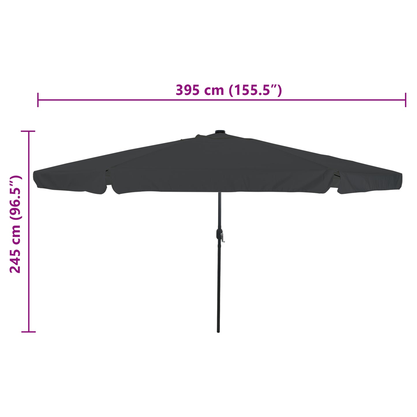 Hageparasol Antrasitt 395 x 395 x 245 cm Polyester