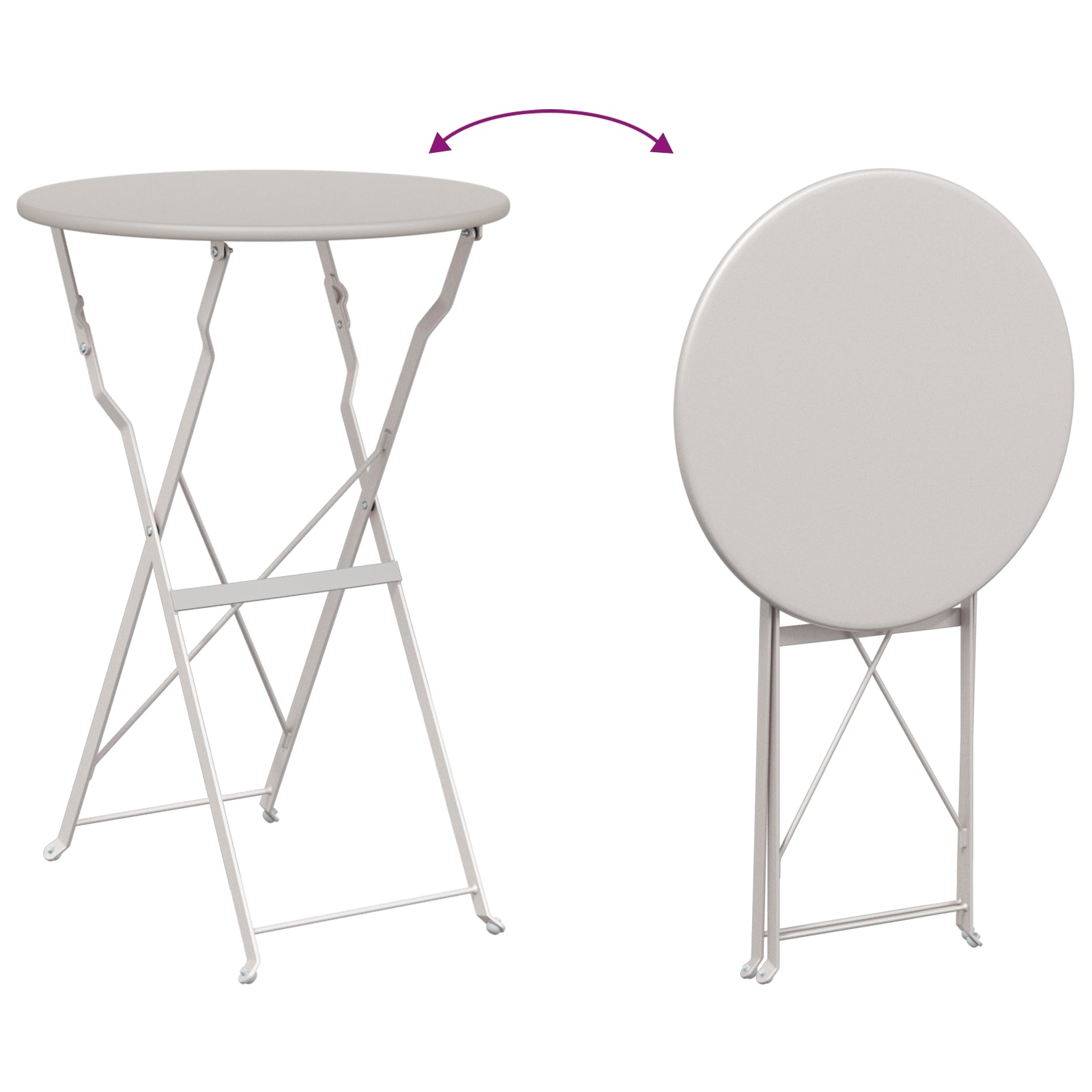 Sammenleggbart Bistrosett 3 pcs Beige Stål