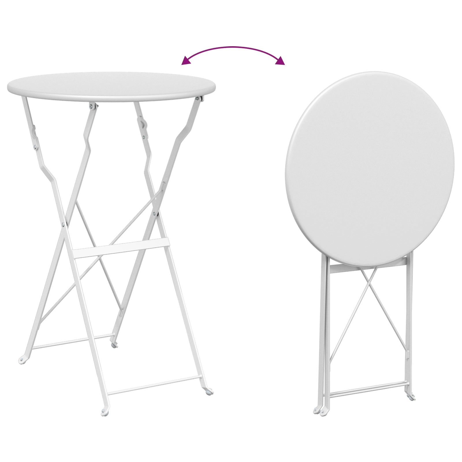 Sammenleggbart Bistrosett 3 pcs Hvit Stål