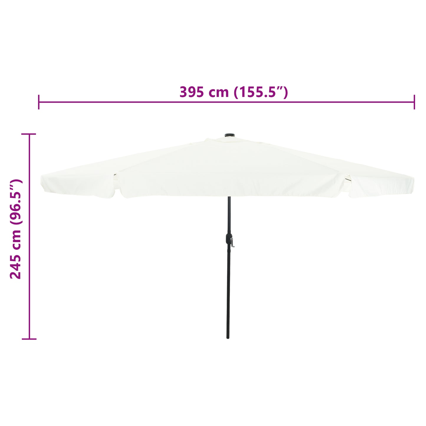 Hageparasol Sand og Antrasitt 395 x 395 x 245 cm Polyester