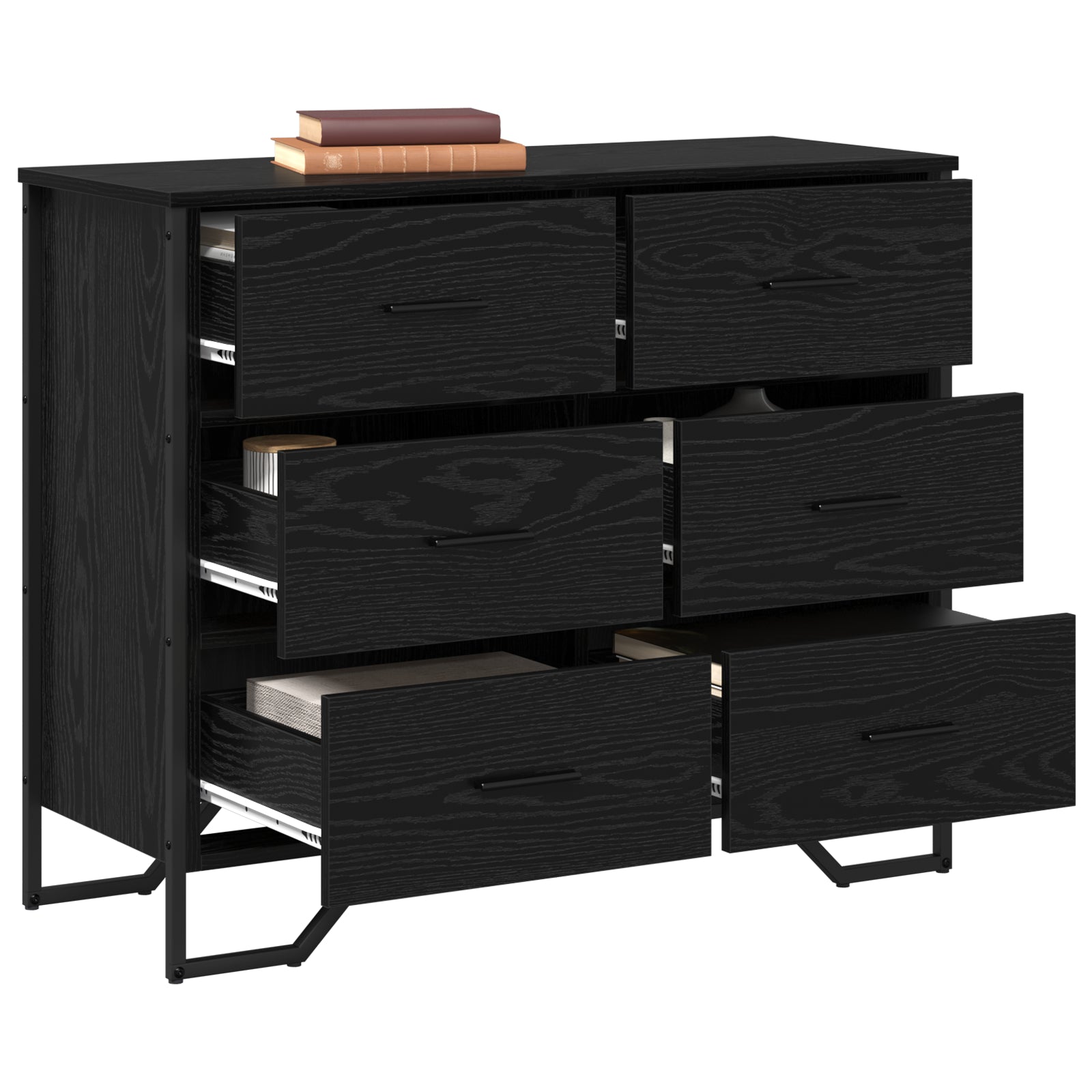 Kommode med skuff Svart eik 91 x 35.5 x 74.5 cm Konstruert tre