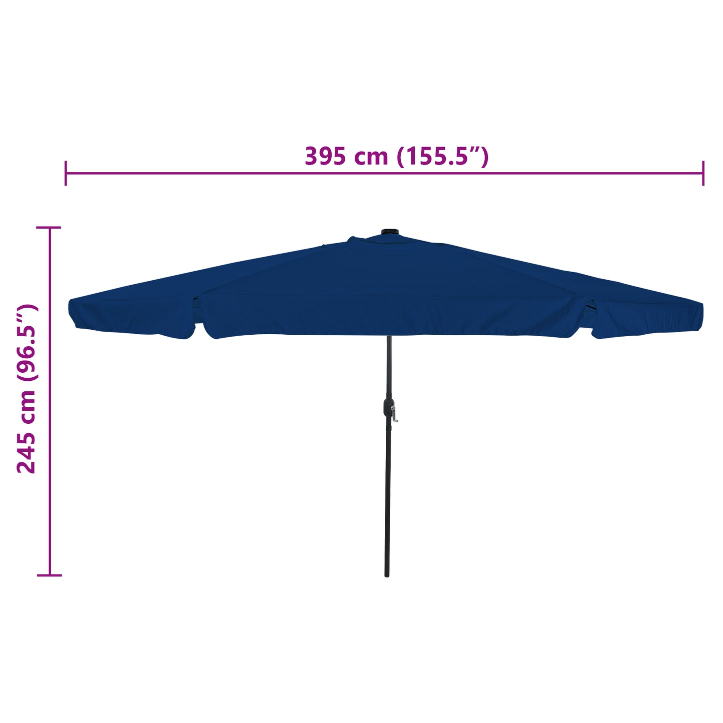 Hageparasol 395 x 395 x 245 cm Polyester Rund Azurblå