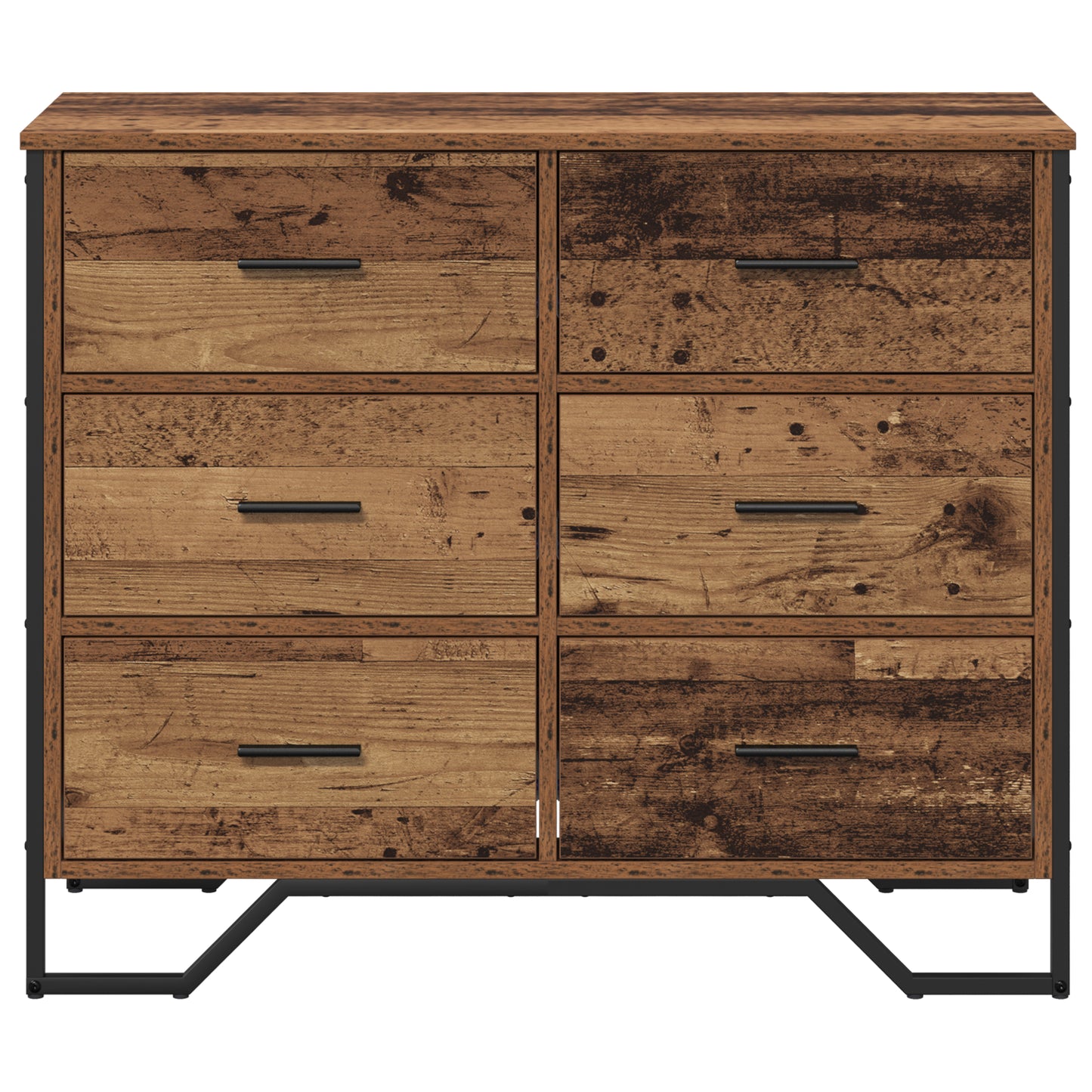 Kommode 6-Skuff Gammelt tre 91 x 35,5 x 74,5 cm