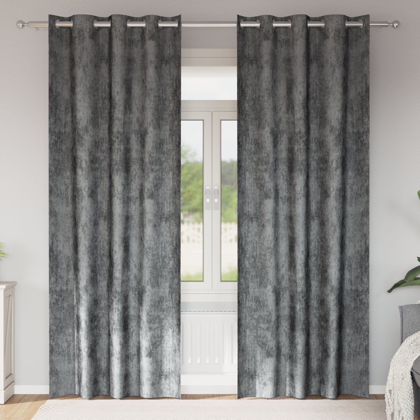 Fløyel Gardiner med gardiner 2 pcs Grå 260 x 140 cm Fløyel