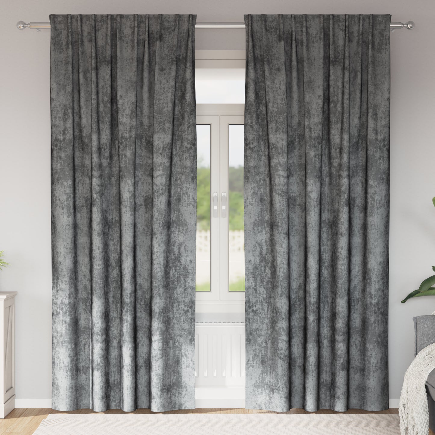 Fløyel Gardiner med gardiner 2 pcs Grå 260 x 140 cm Fløyel