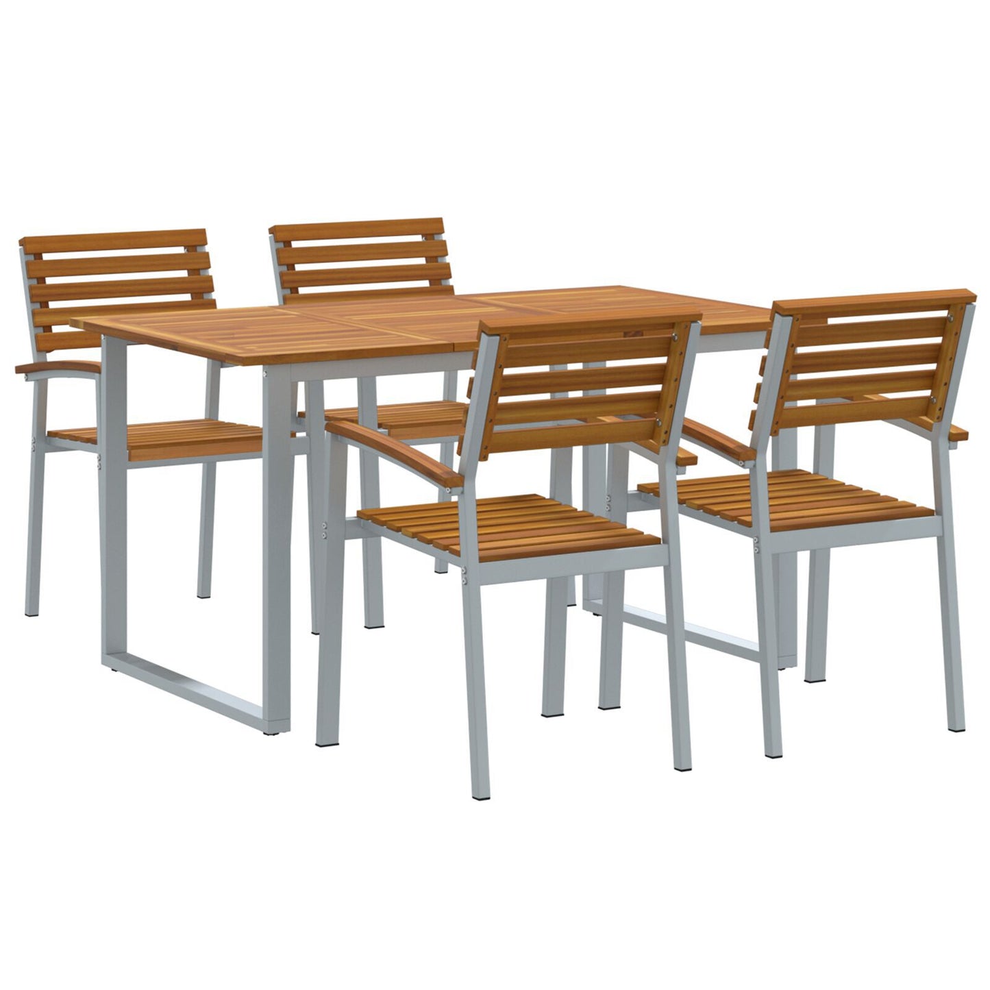 Hage Spisegruppe 5 pcs Grå Solid akasietre