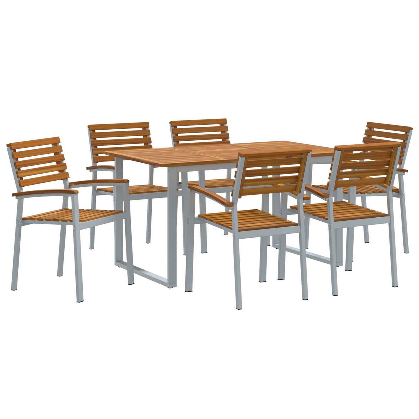 Hage Spisegruppe 7 pcs Grå Solid akasietre