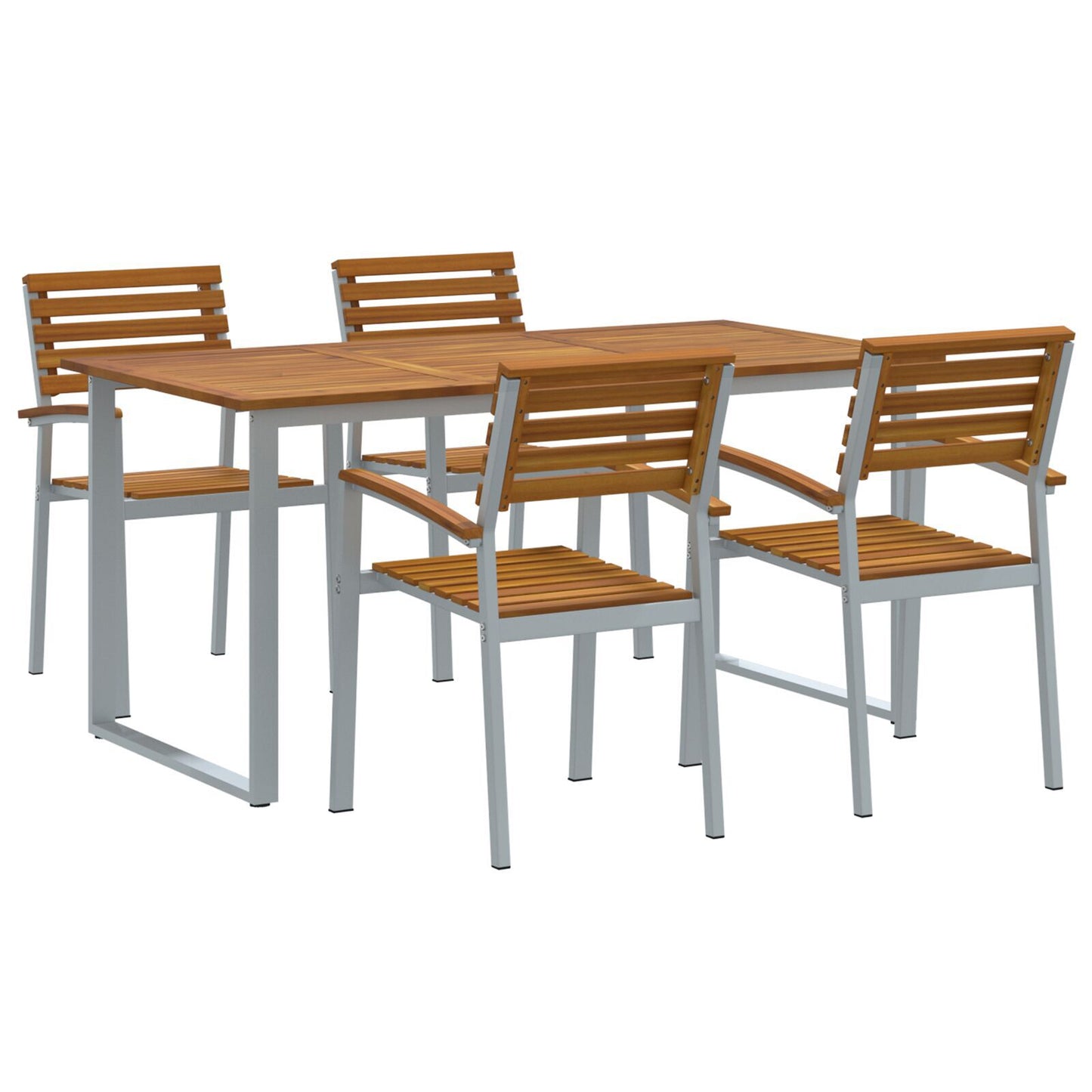 Hage Spisegruppe 5 pcs Grå Solid akasietre
