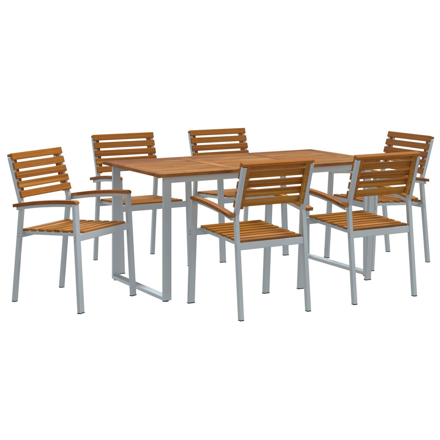 Hage Spisegruppe 7 pcs Grå Solid akasietre