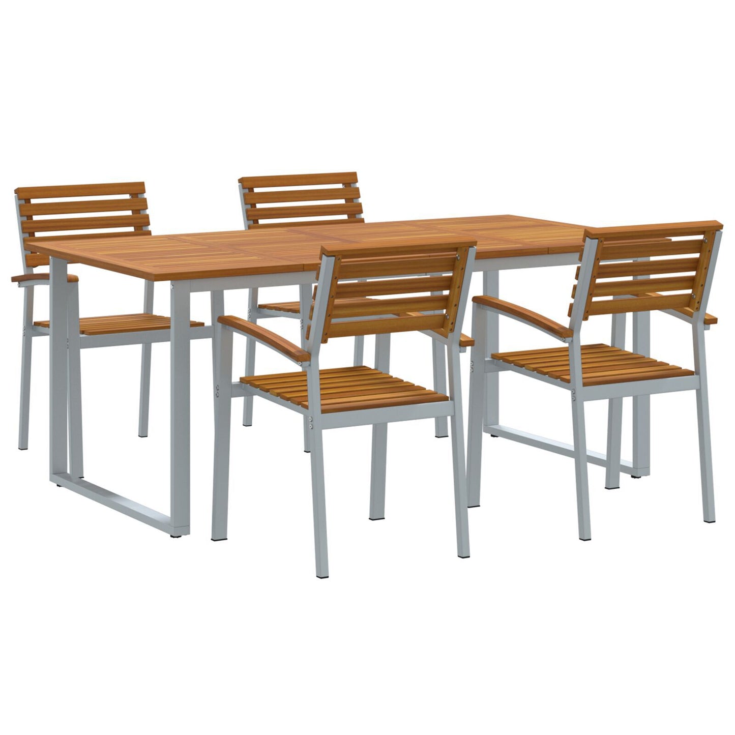 Hage Spisegruppe 5 pcs Grå Solid akasietre