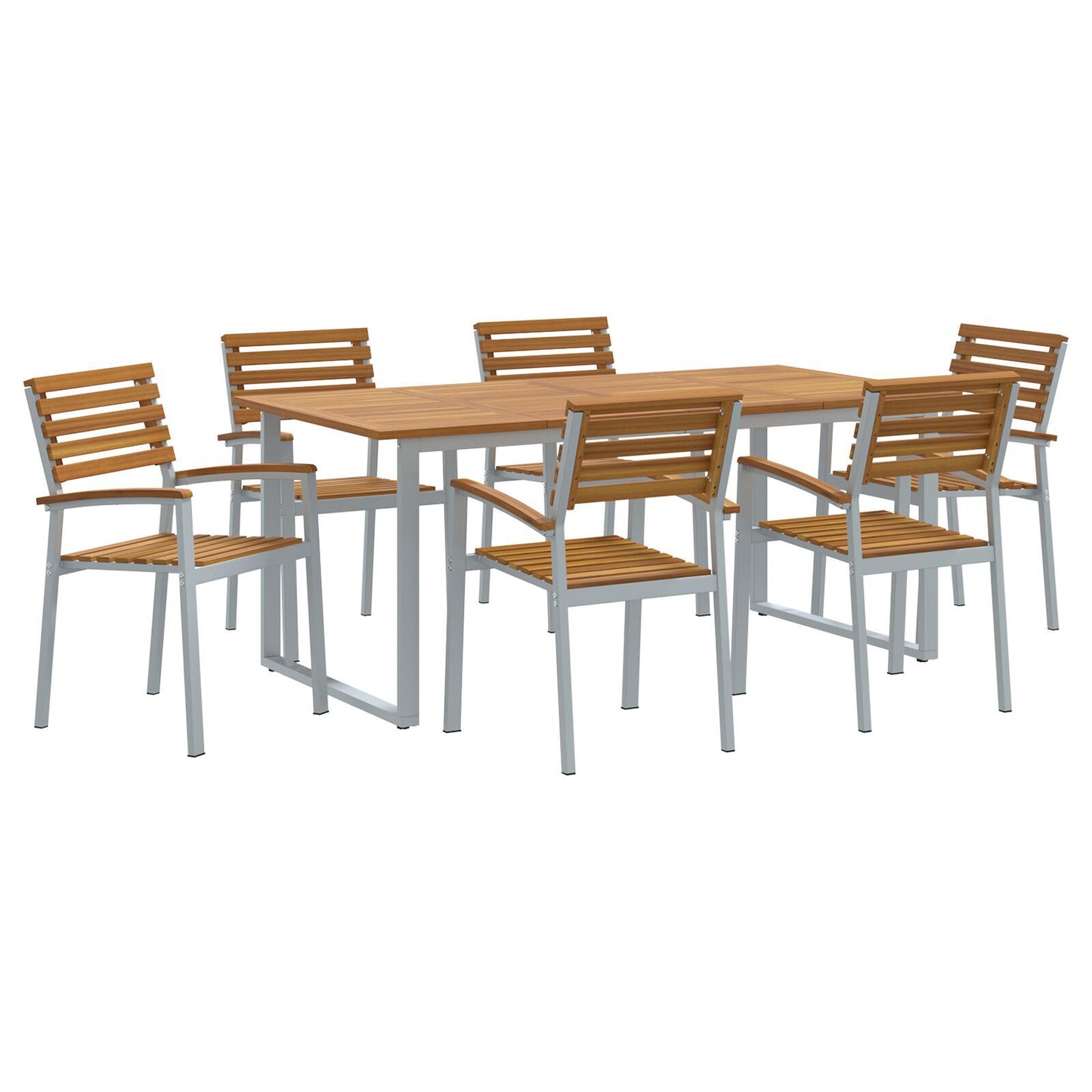 Hage Spisegruppe 7 pcs Grå Solid akasietre
