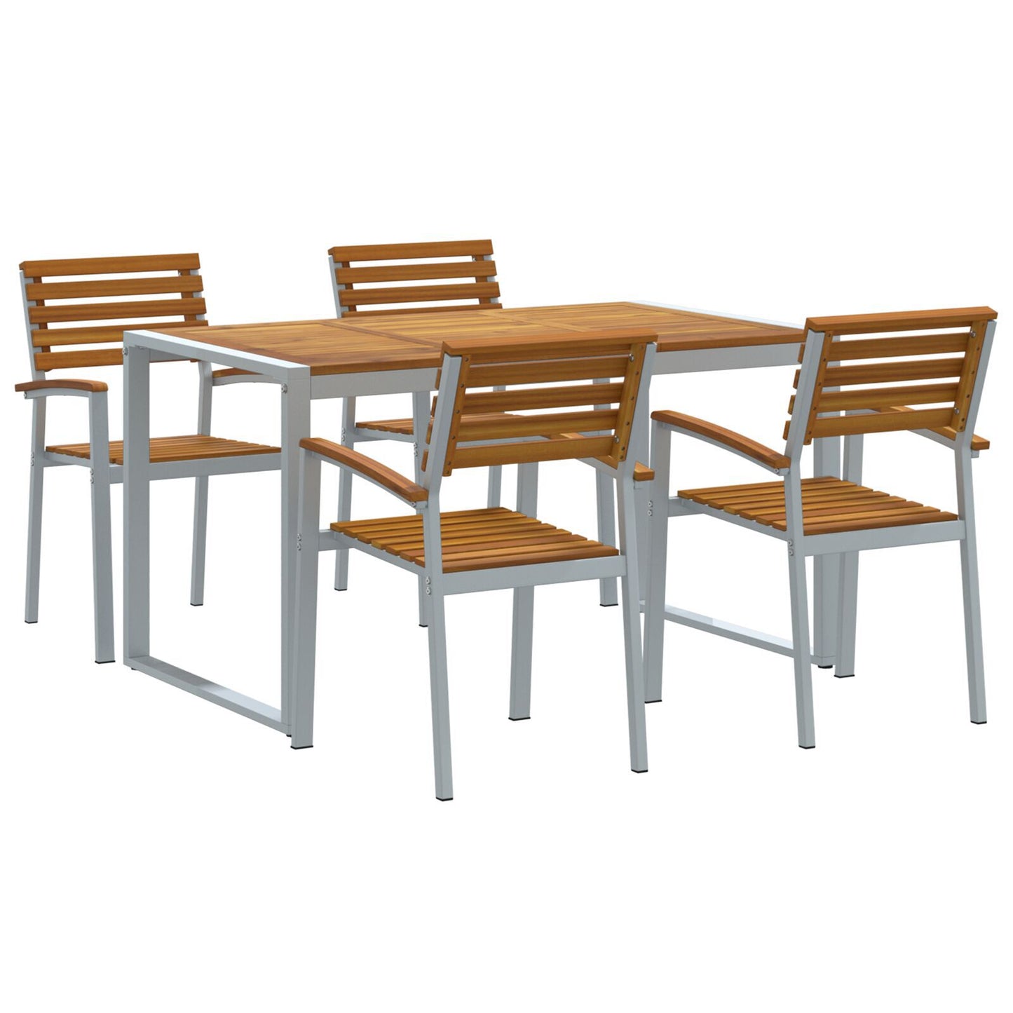 Hage Spisegruppe 5 pcs Grå Solid akasietre
