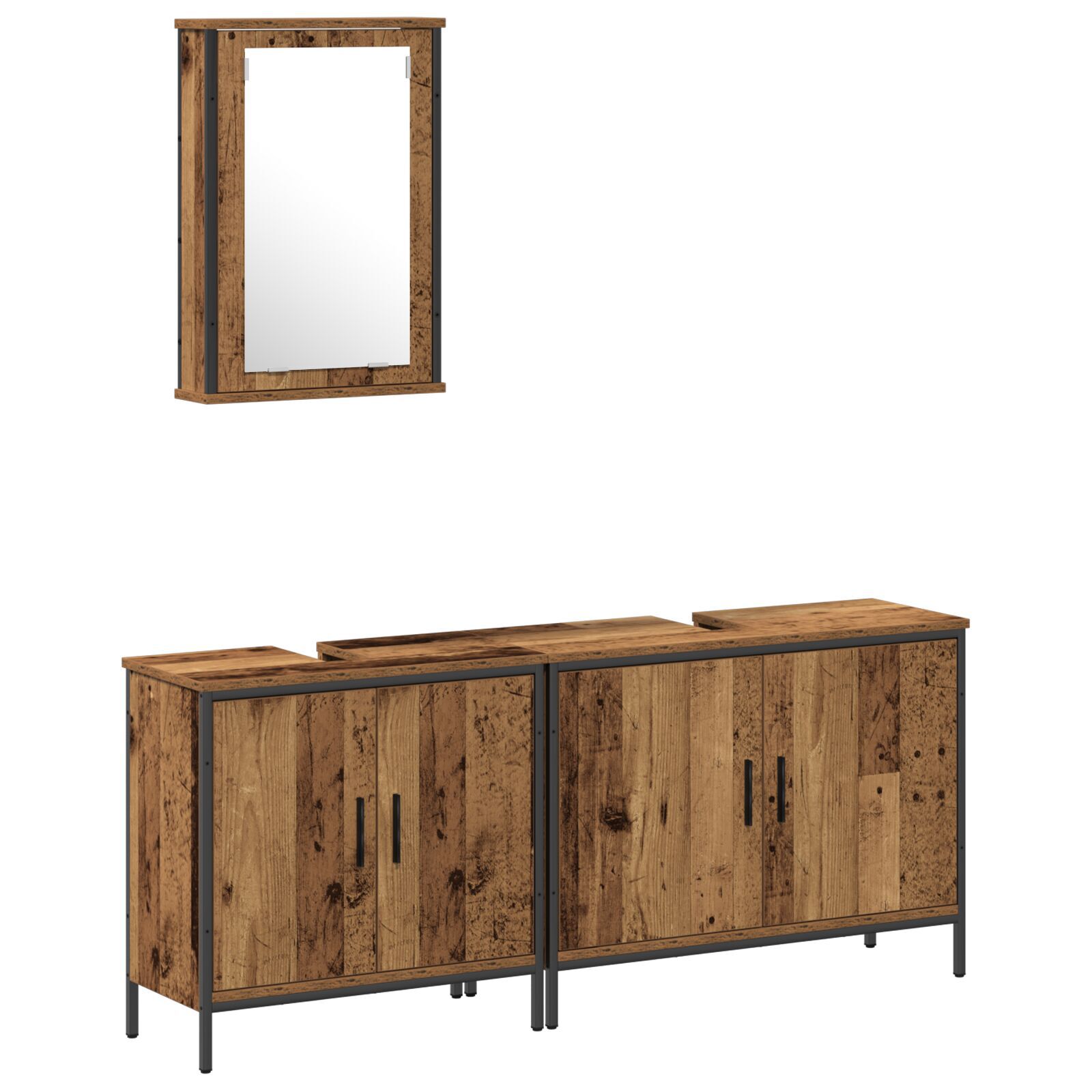 Baderomsinnredningssett med lagring 3 pcs Brun 80 x 30 x 60 cm