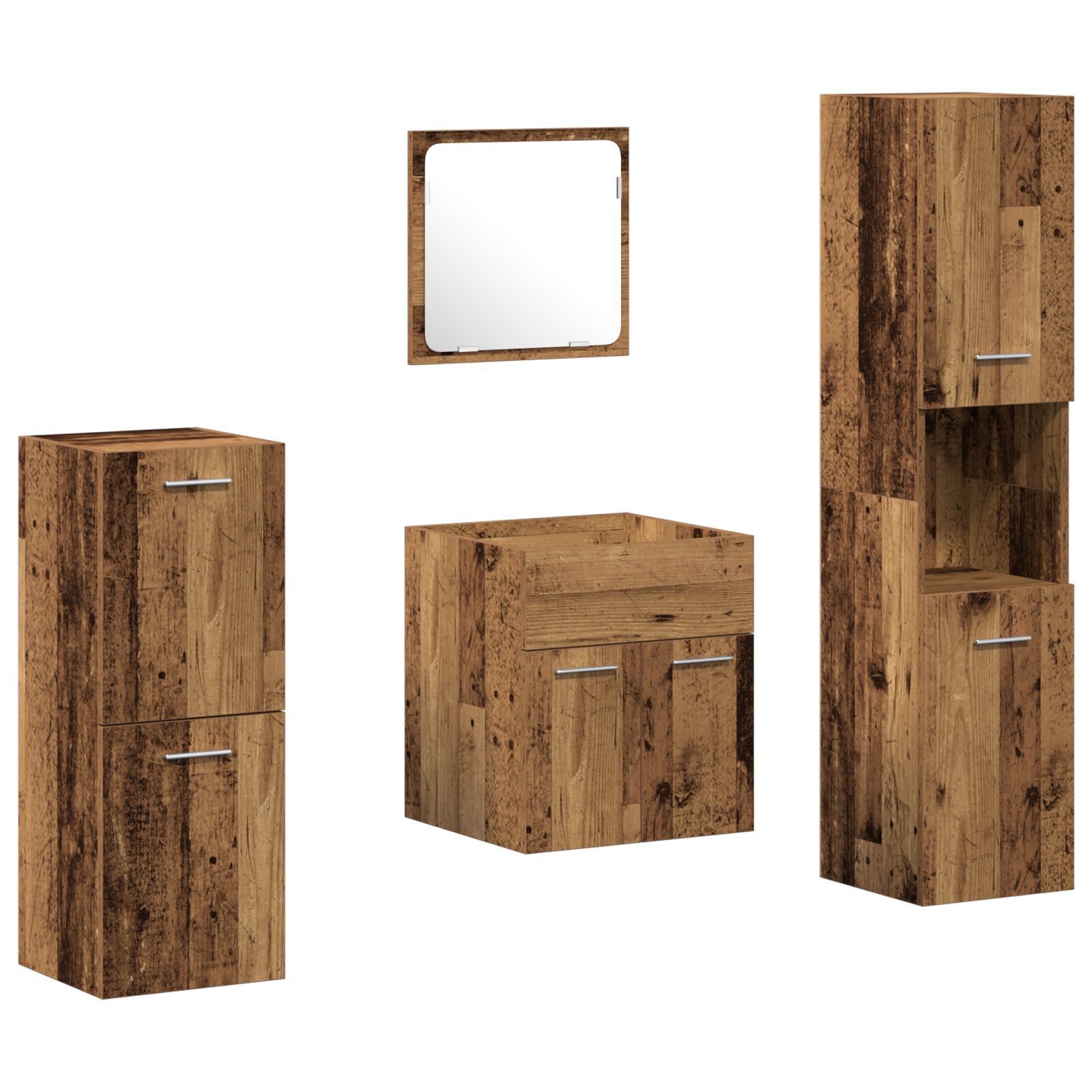 Baderoms møbelsett Veggmontert 4 pcs Gamle tre 30 x 30 x 130 cm