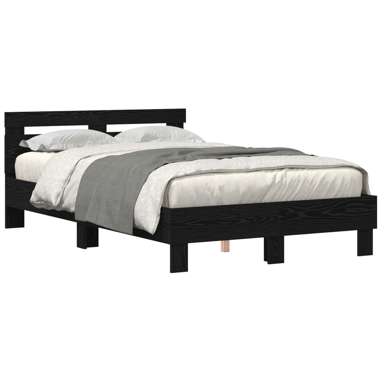 Sengestamme med LED Svart Eik 120 x 190 cm Konstruert tre