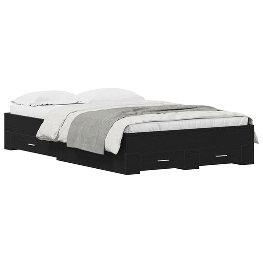Sengestamme med skuff Svart Eik 120 x 200 cm Konstruert tre