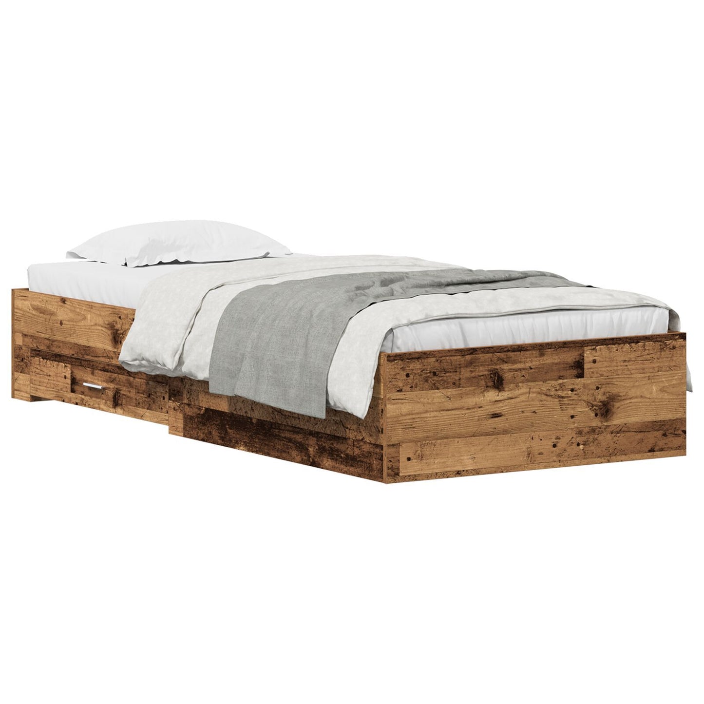 Sengestamme med skuff Gamle tre 100 x 200 cm Konstruert tre