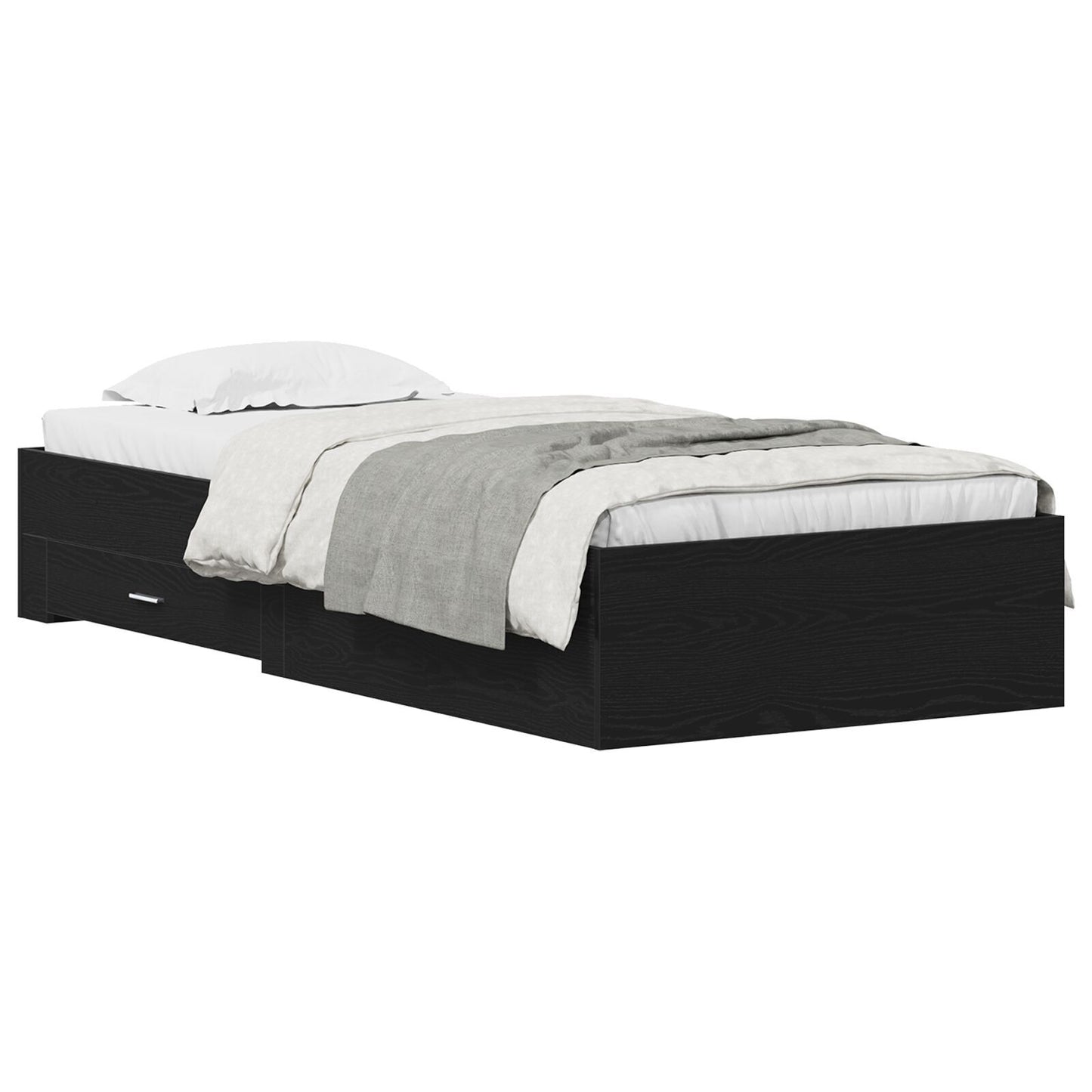 Sengestamme med skuff Svart Eik 90 x 200 cm Konstruert tre