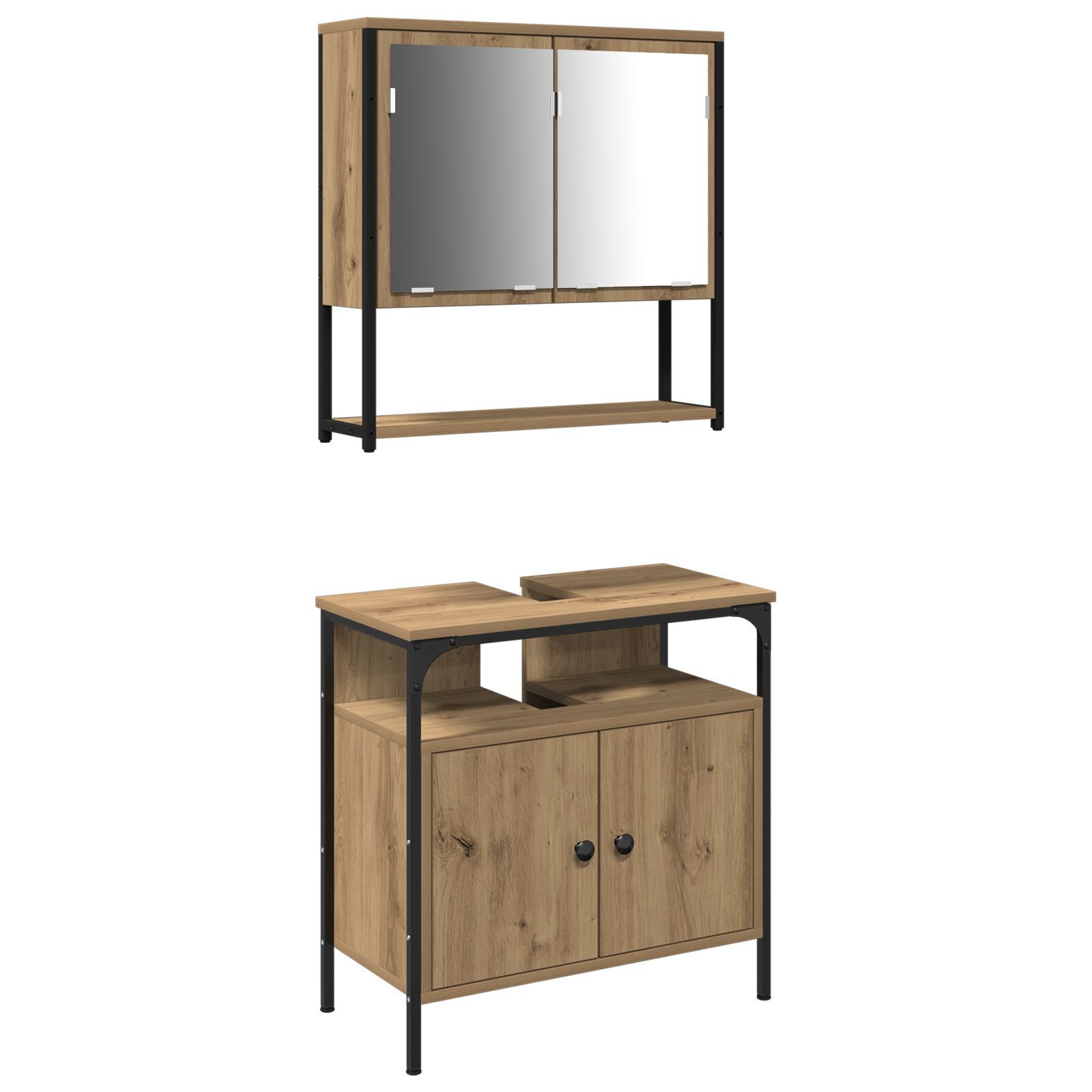 Baderomsinnredningssett med lagring 2 pcs Brun 60 x 30 x 60 cm