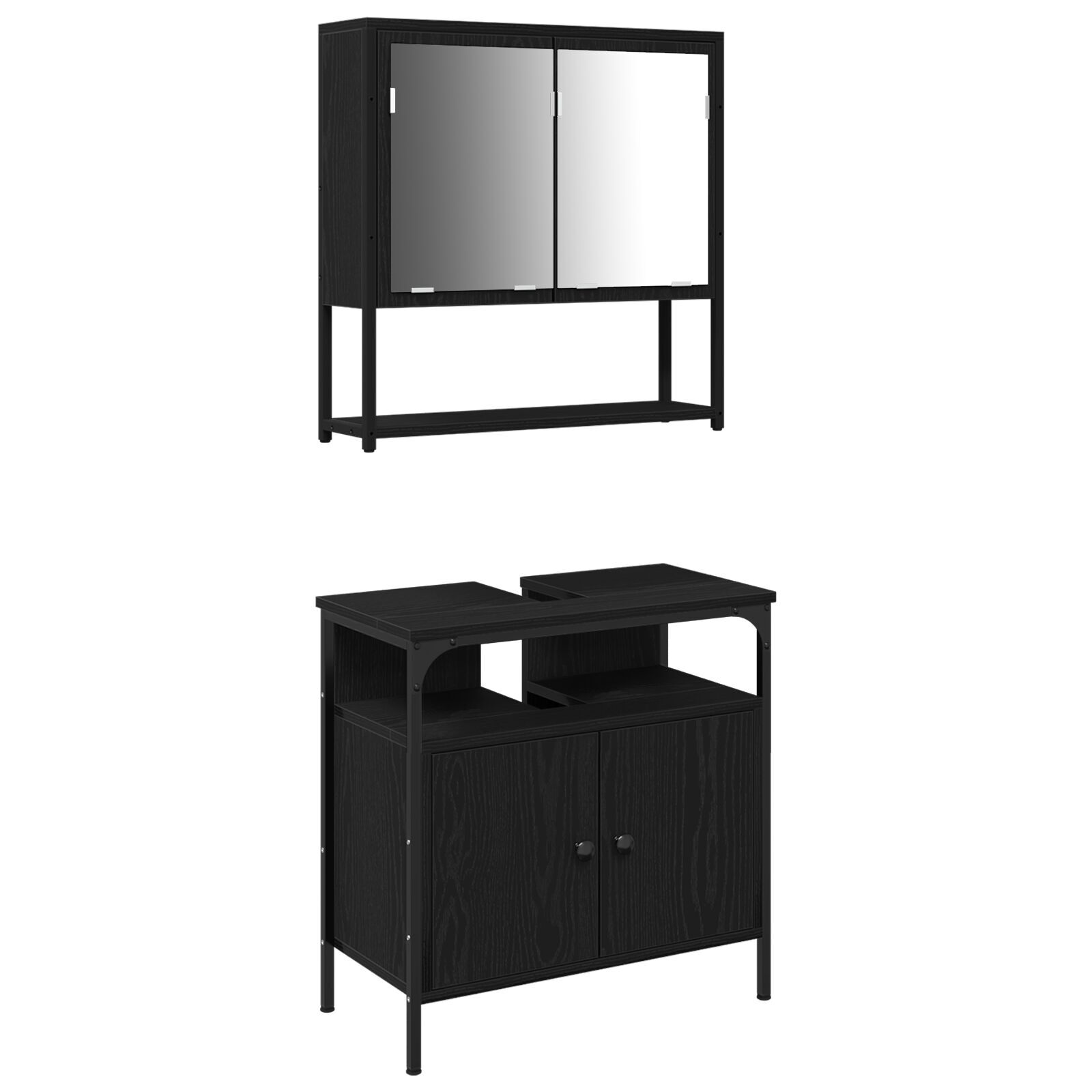 Baderomsinnredningssett med lagring 2 pcs Svart 60 x 30 x 60 cm