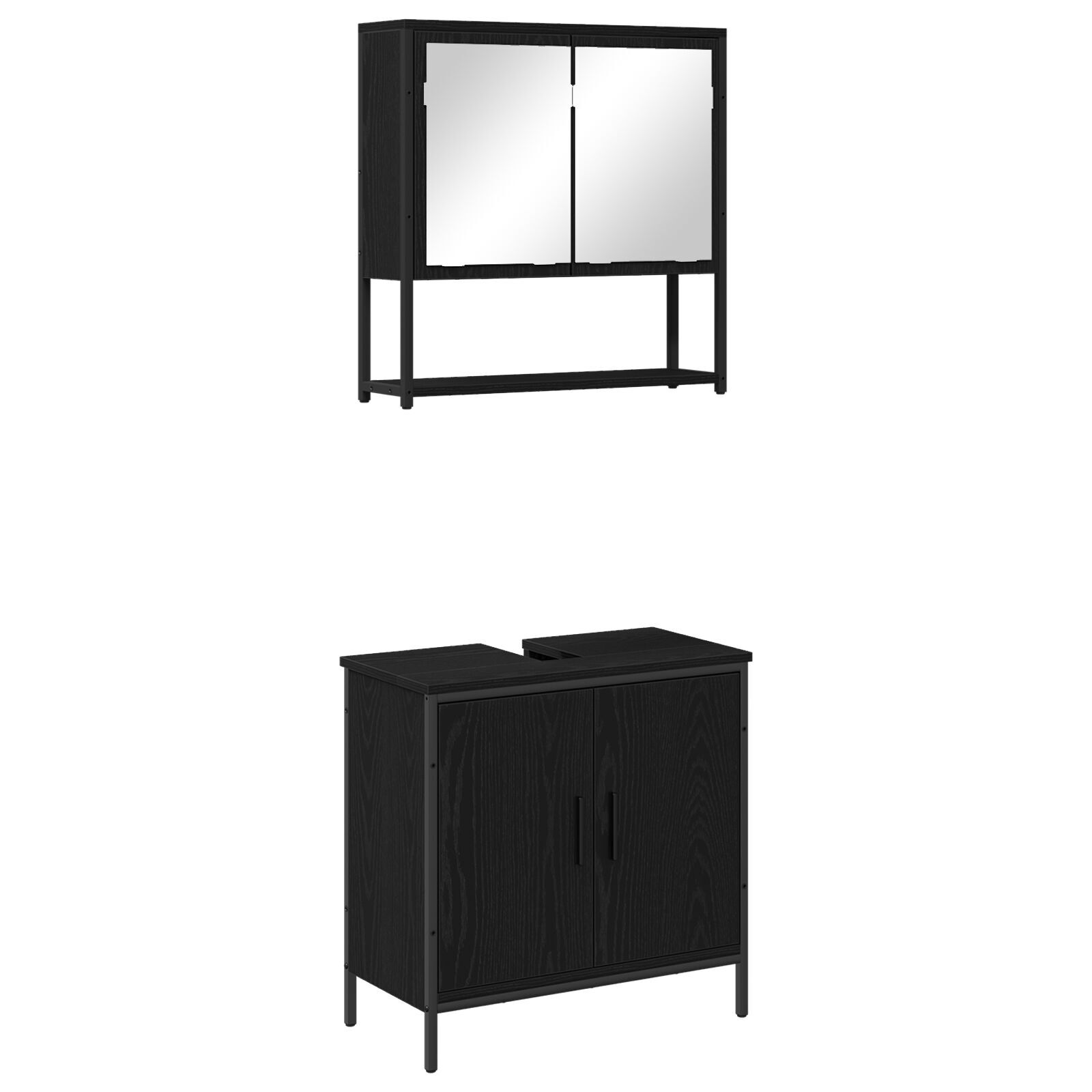 Baderomsinnredningssett med lagring 2 pcs Svart 60 x 30 x 60 cm