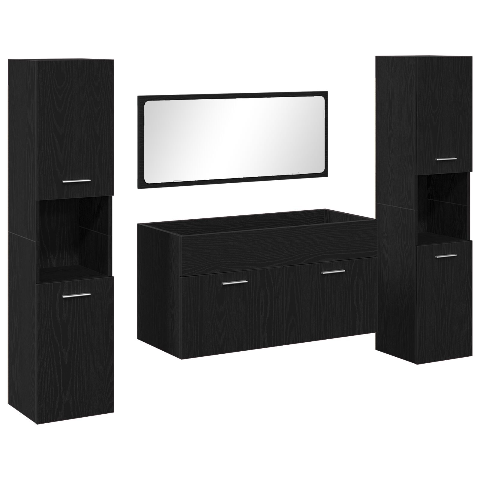 Badmøbelsett 4 pcs Svart Eik 41 x 38.5 x 46 cm Konstruert tre