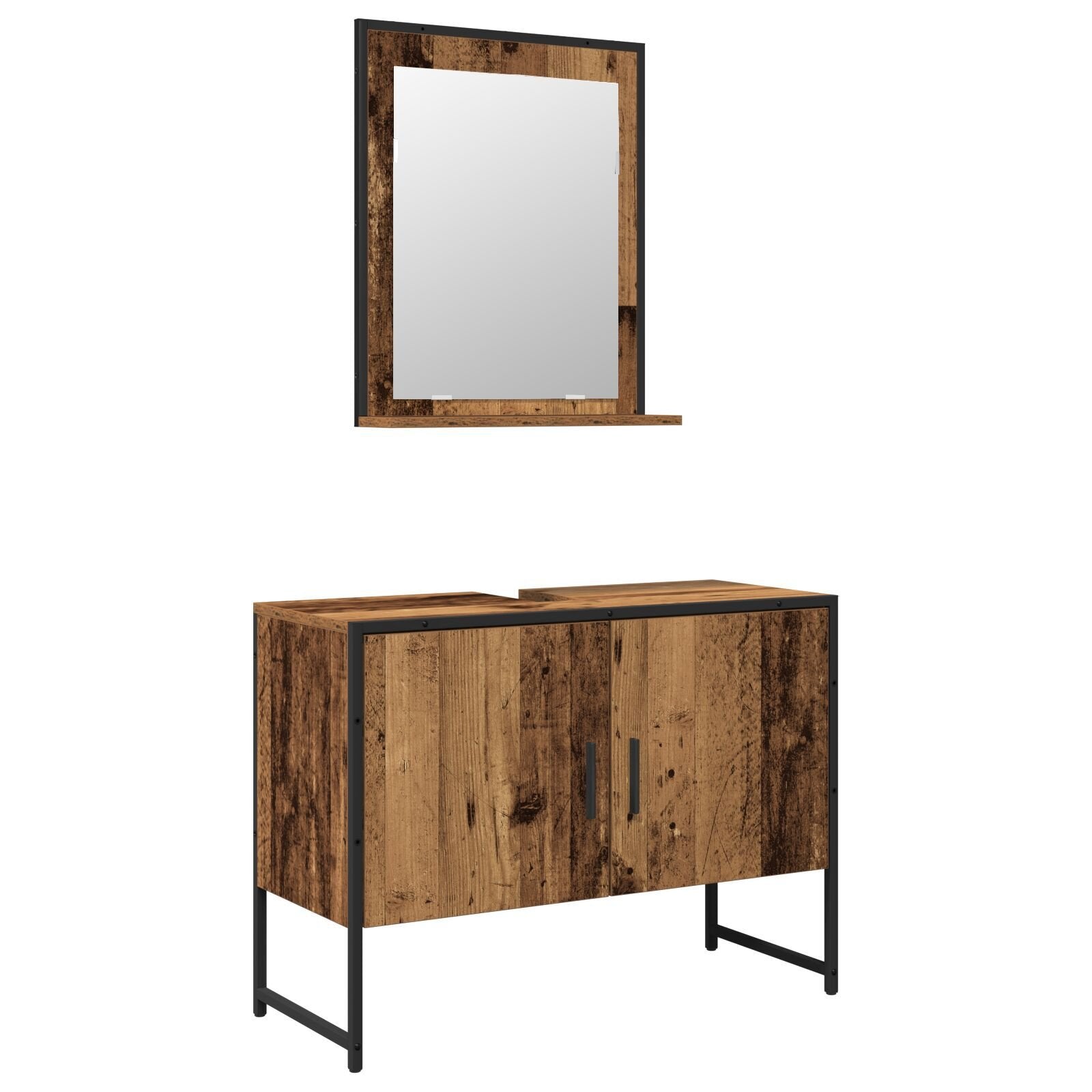 Baderomsinnredningssett med lagring 2 pcs Brun 80 x 33 x 60 cm
