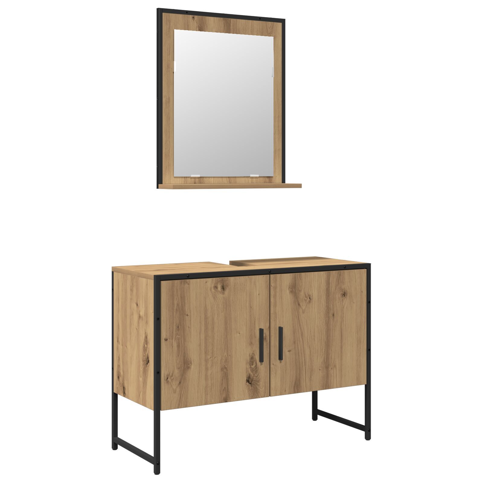 Baderomsinnredningssett med lagring 2 pcs Brun 80 x 33 x 60 cm