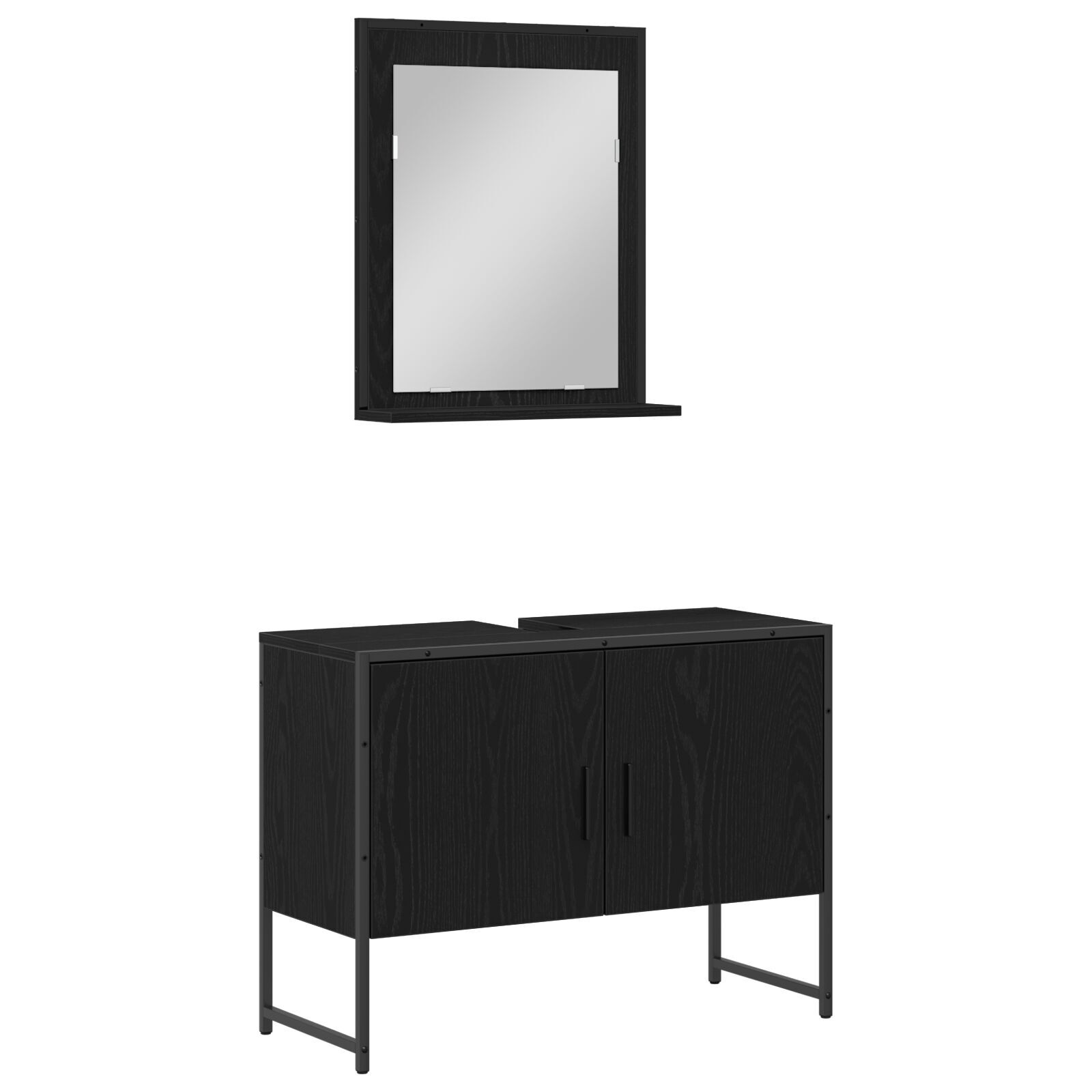 Baderomsinnredningssett med lagring 2 pcs Svart 80 x 33 x 60 cm