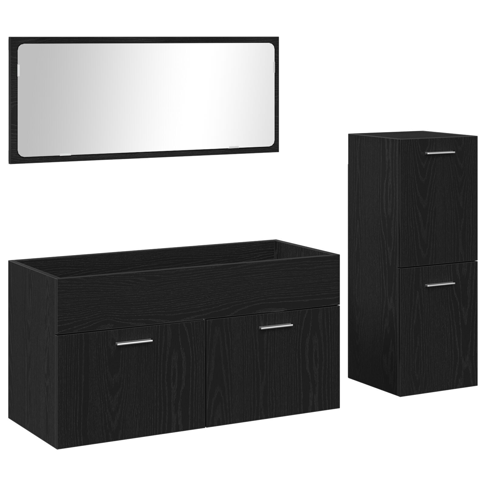 Bademøbelsett 3 pcs Svart Eik 90 x 38.5 x 46 cm Konstruert tre