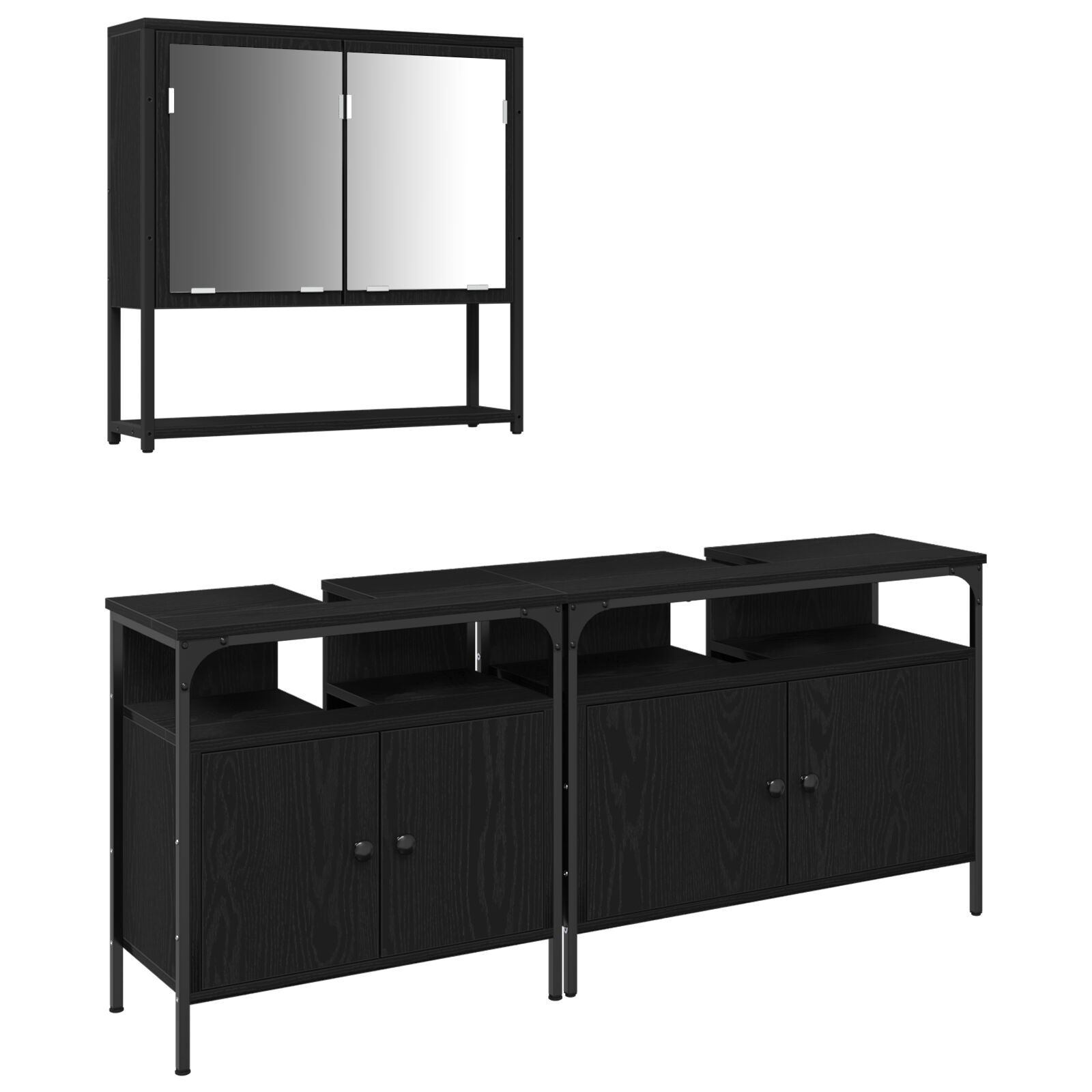 Baderomsinnredningssett med lagring 3 pcs Svart 80 x 30 x 60 cm