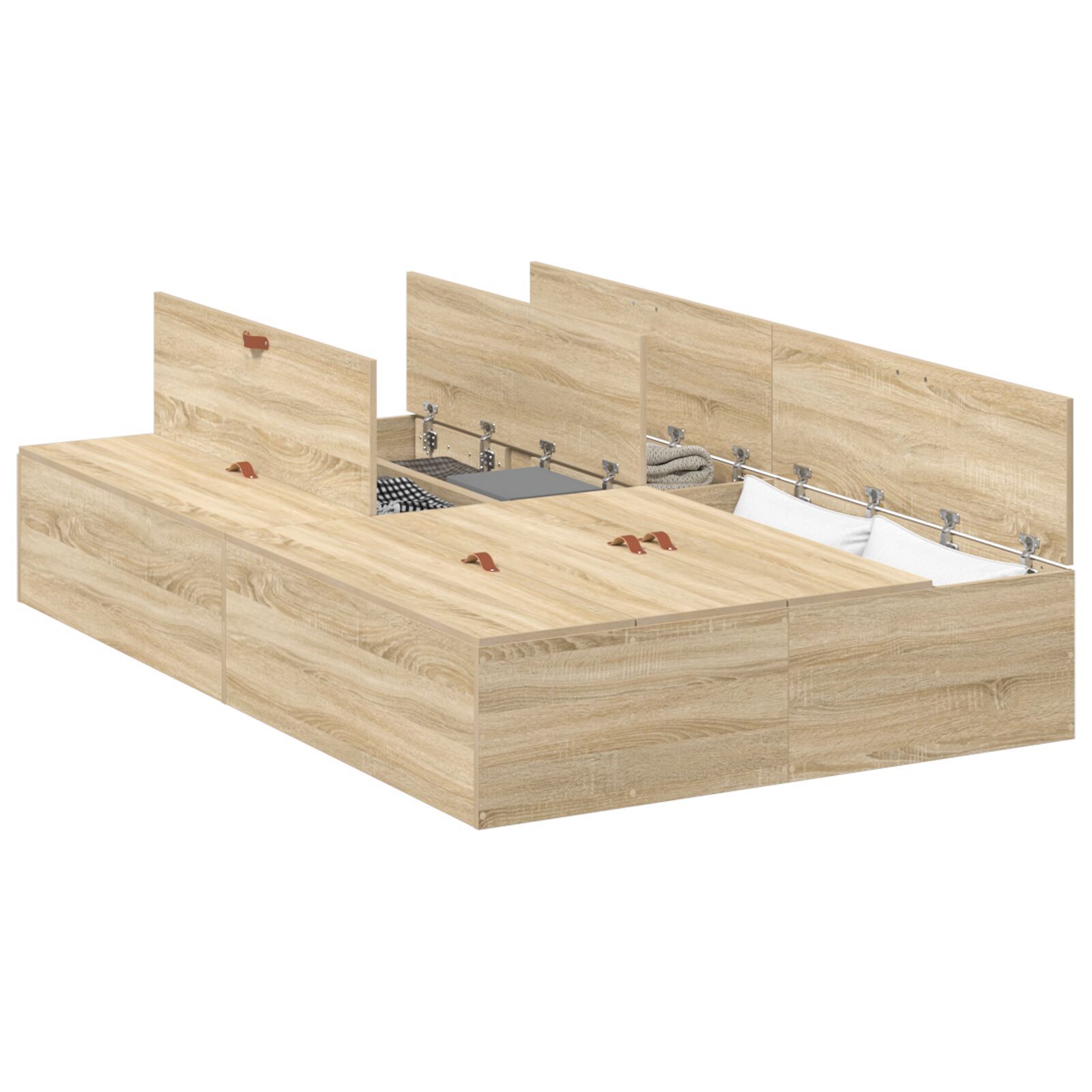 Seng med lagring Sonoma eik 120 x 200 cm Konstruert tre