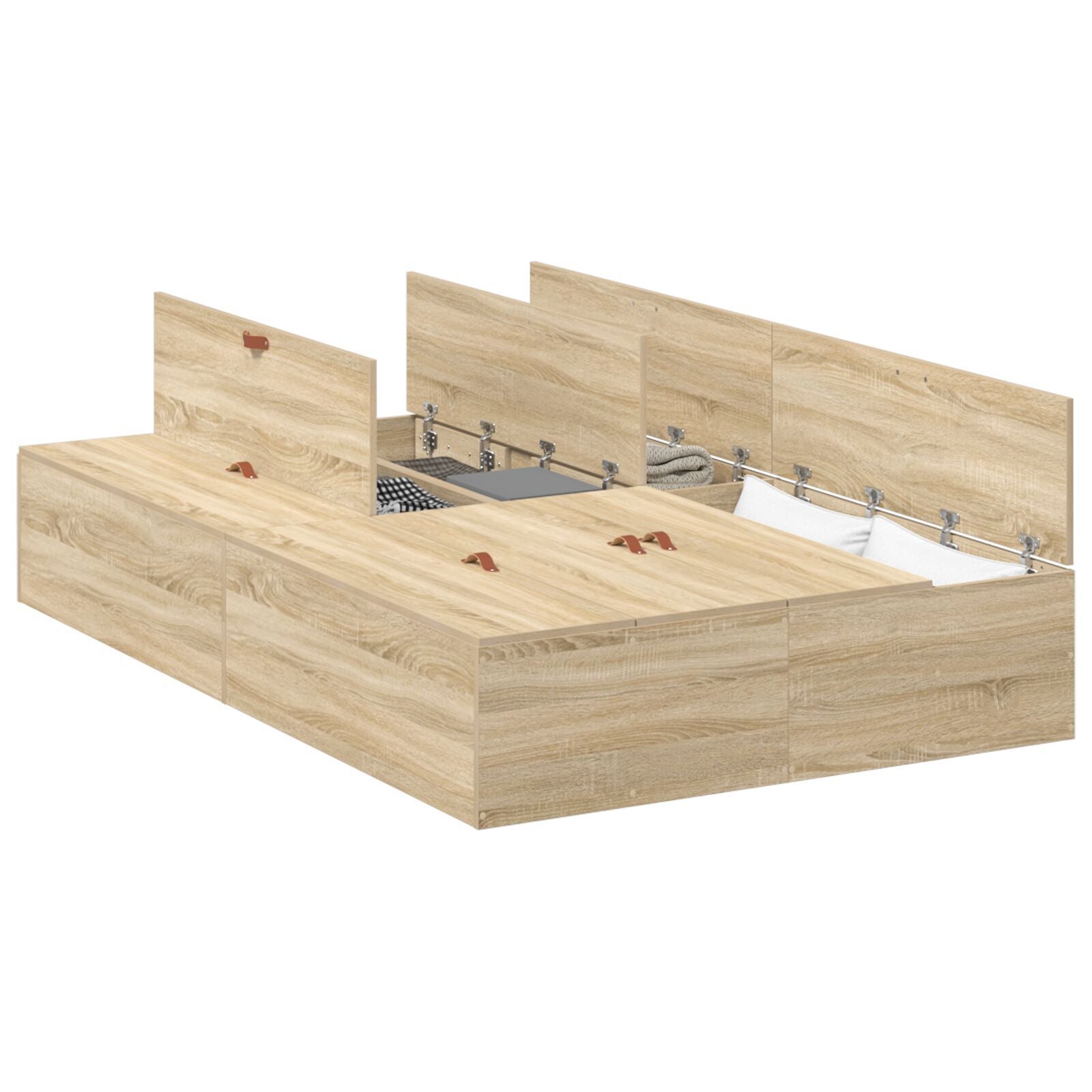 Seng med lagring Sonoma eik 120 x 190 cm Konstruert tre