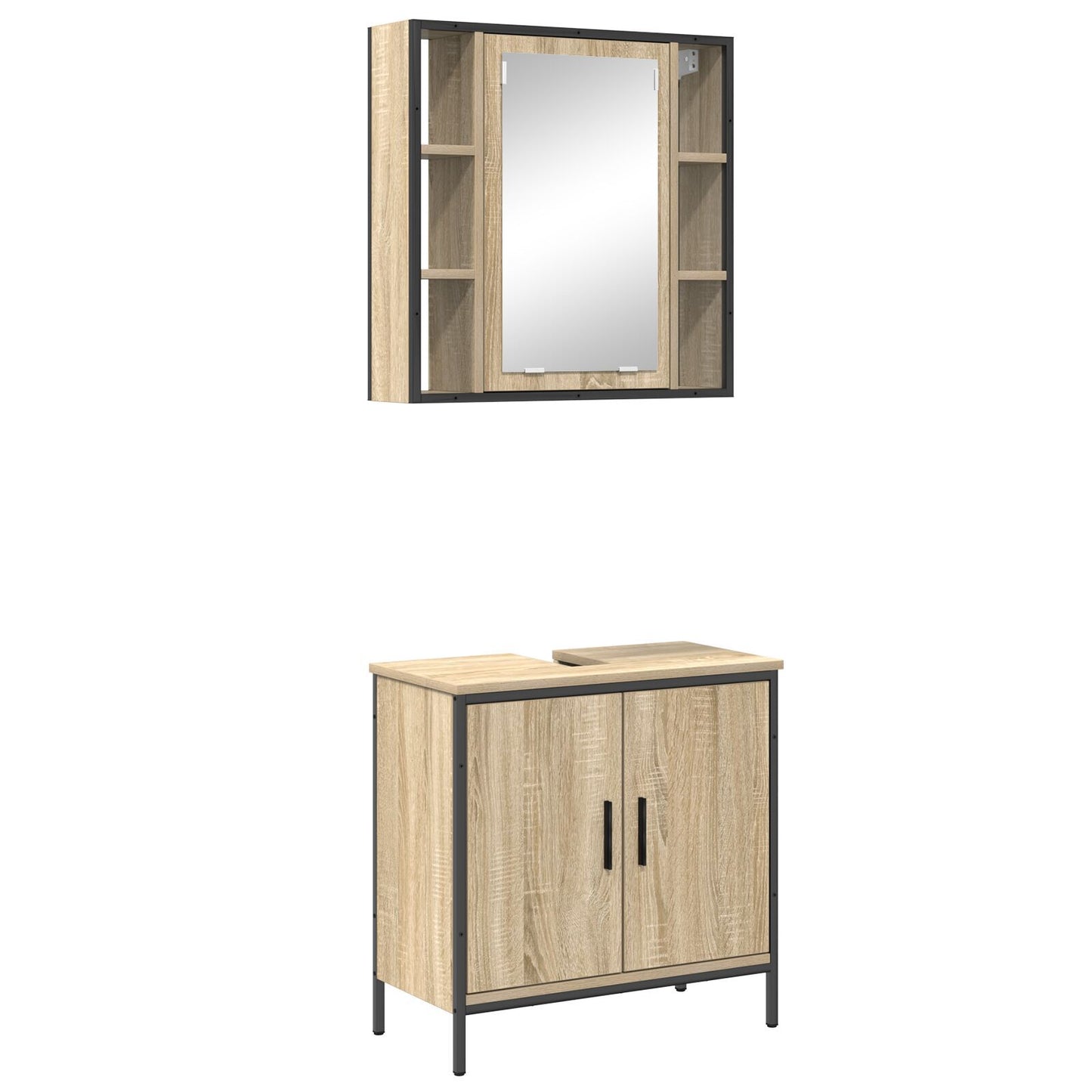 Baderomsinnredningssett med hylle 2 pcs Brun Konstruert tre