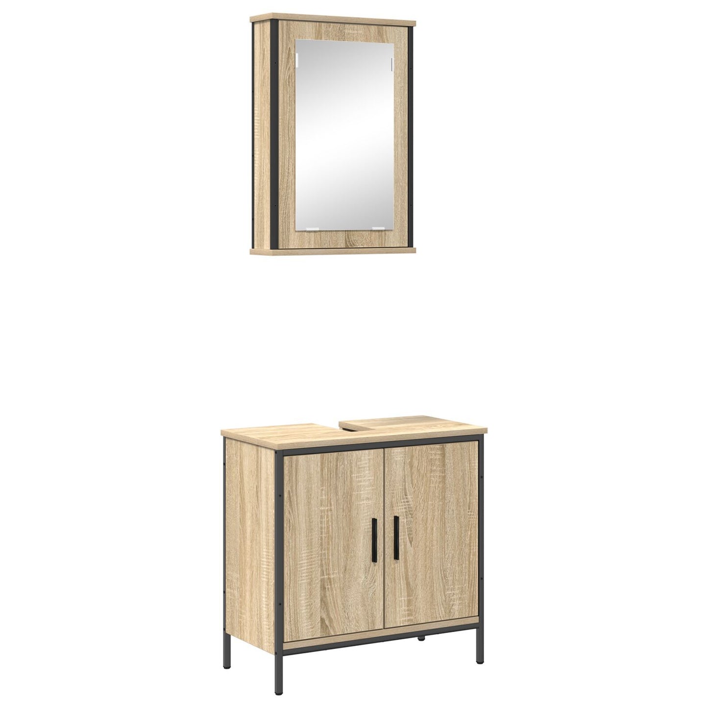 Baderomsinnredningssett med hylle 2 pcs Brun Konstruert tre