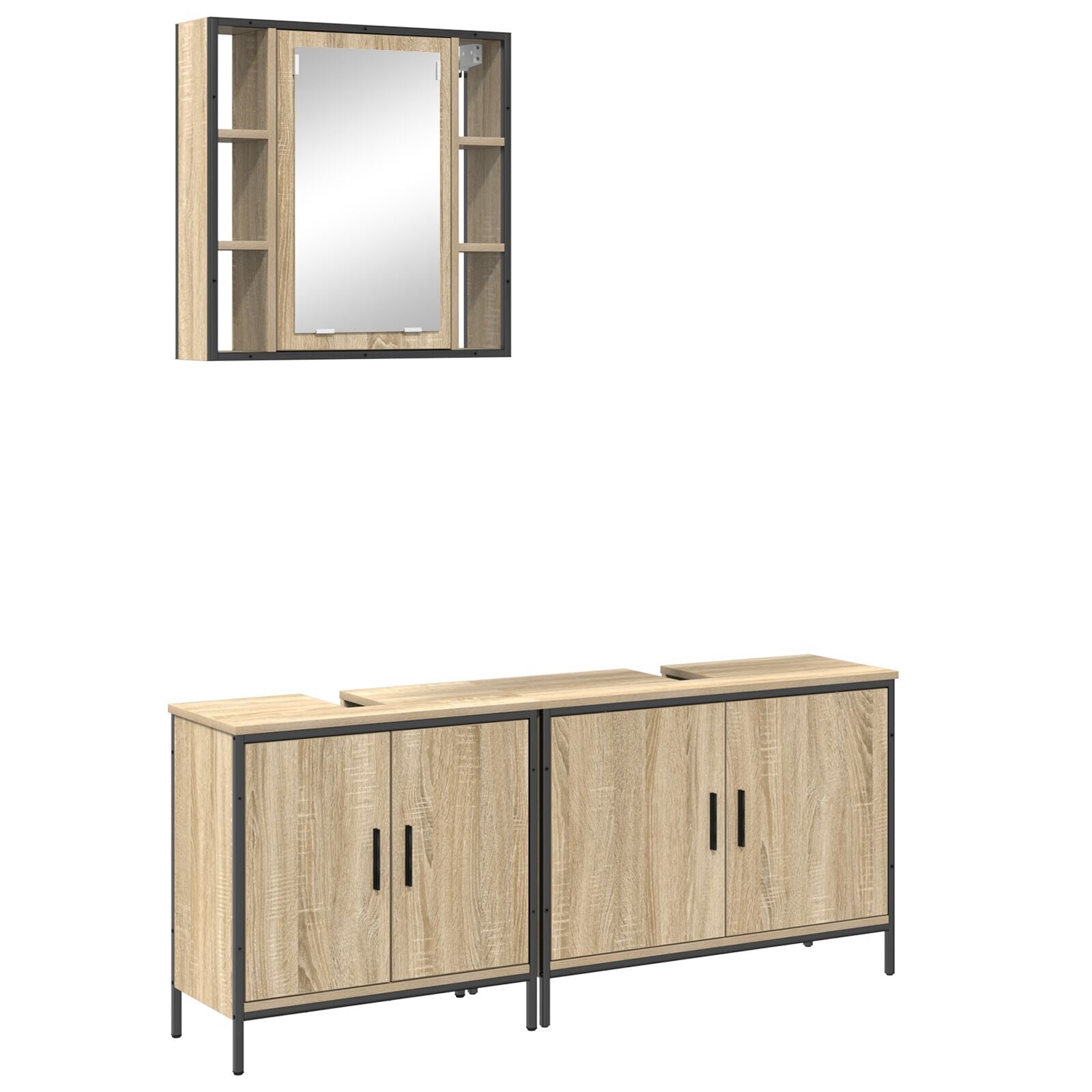 Baderomsinnredningssett med hylle 3 pcs Brun 60 x 30 x 60 cm