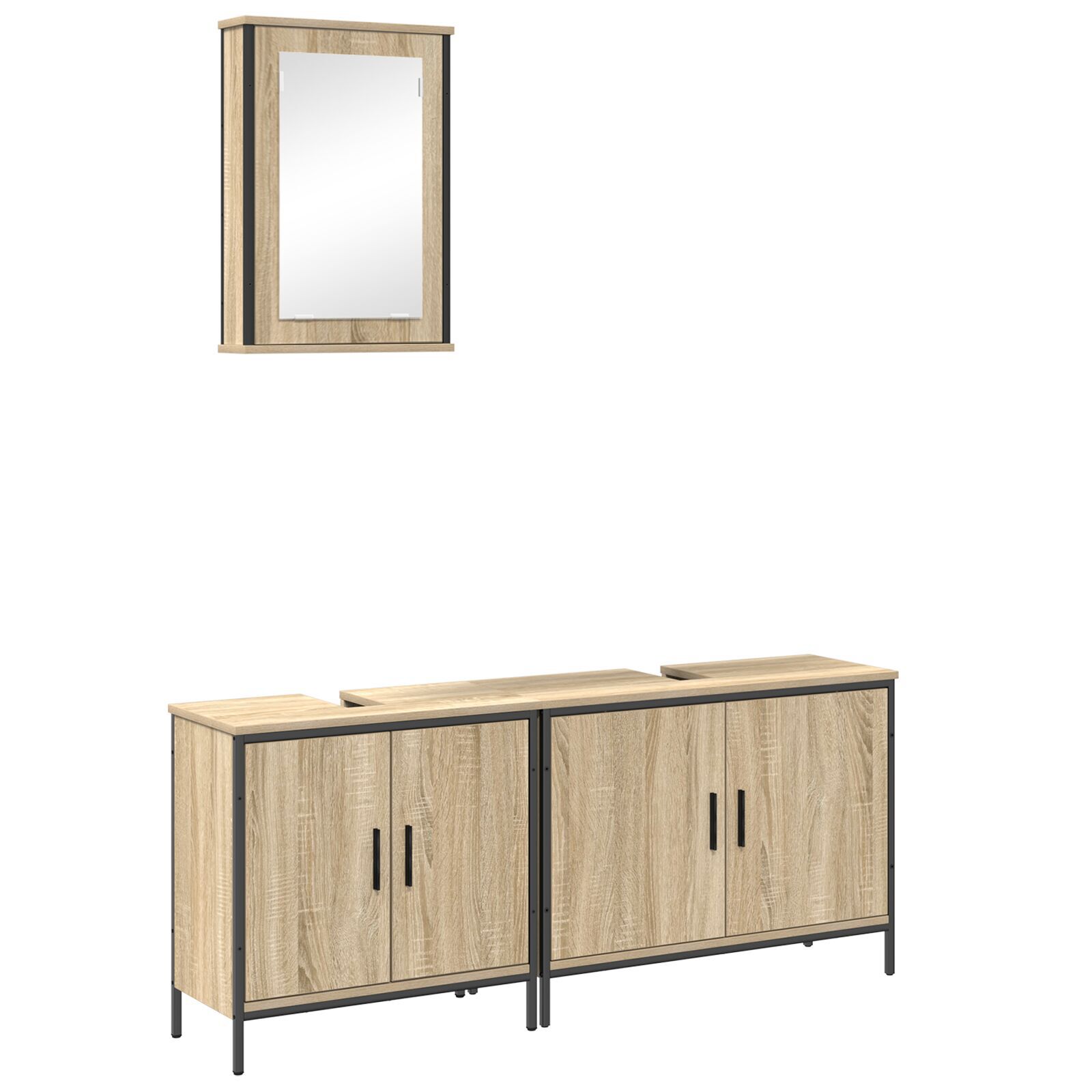 Baderomsinnredningssett med hylle 3 pcs Brun 60 x 30 x 60 cm