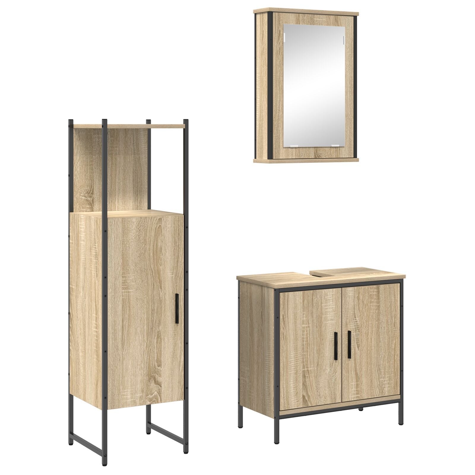 Baderomsinnredningssett med hylle 3 pcs Brun 60 x 30 x 60 cm