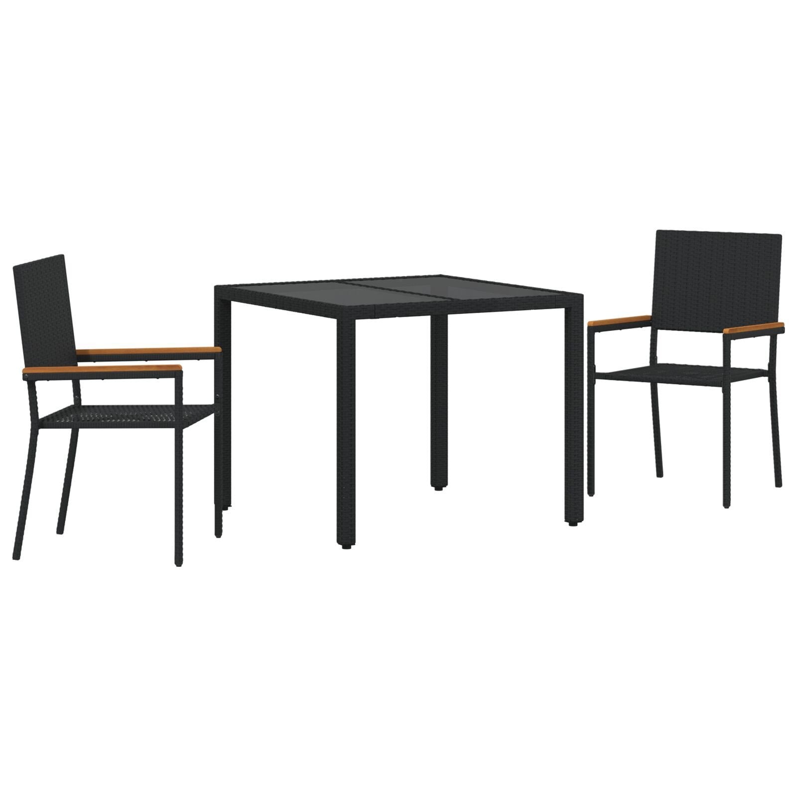 Hage Spisegruppe 3 pcs Svart 90 x 90 x 75 cm polyrotting