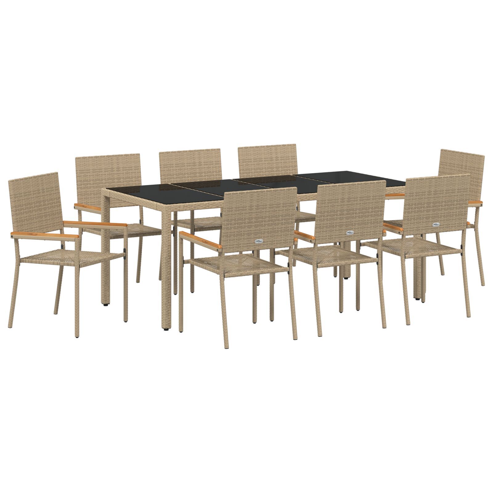 Hage Spisegruppe 9 pcs Beige 190 x 90 x 75 cm polyrotting