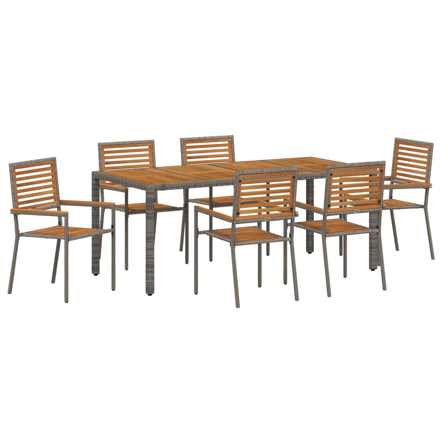 Hage Spisegruppe 7 pcs Grå og Brun polyrotting