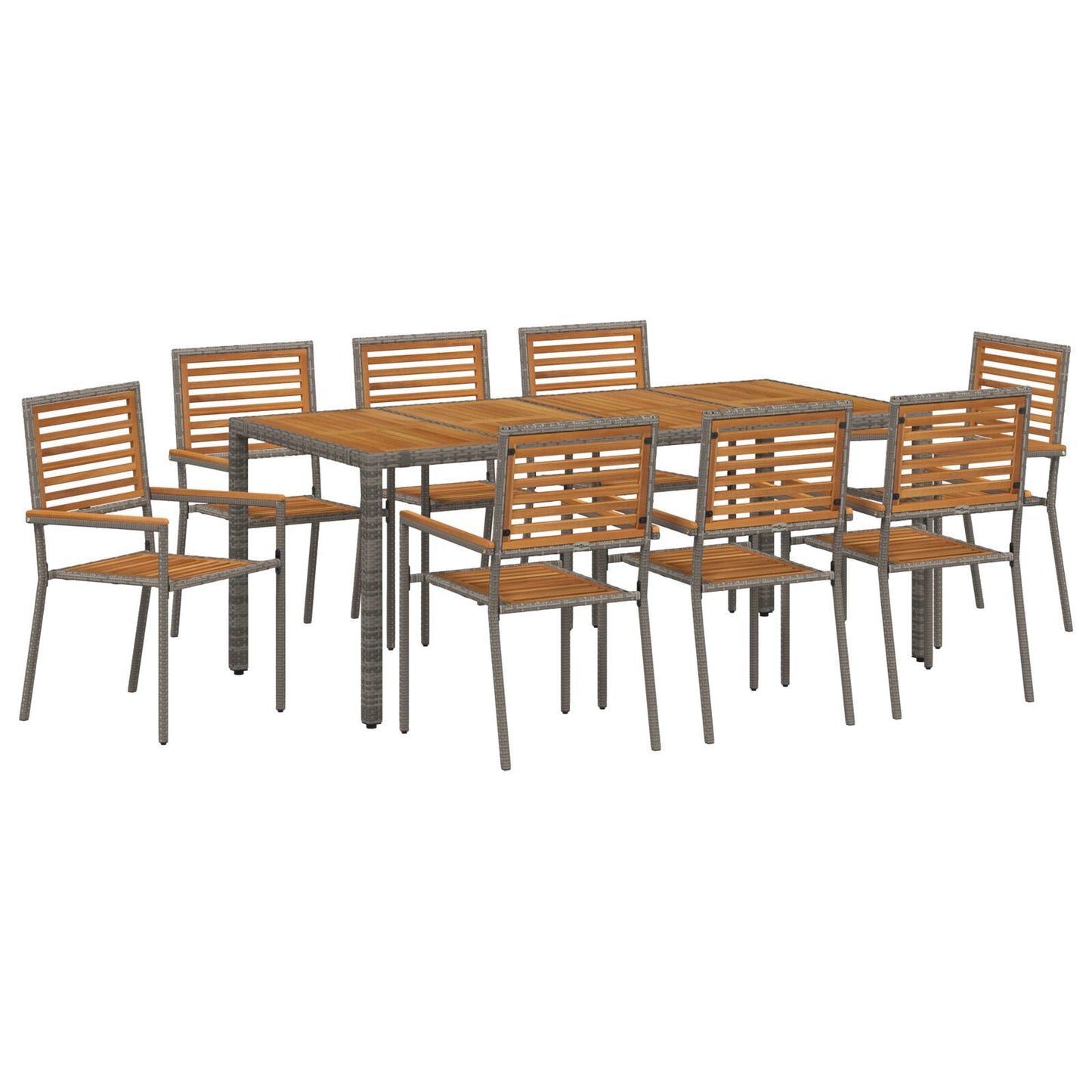 Hage Spisegruppe 9 pcs Grå og Brun polyrotting