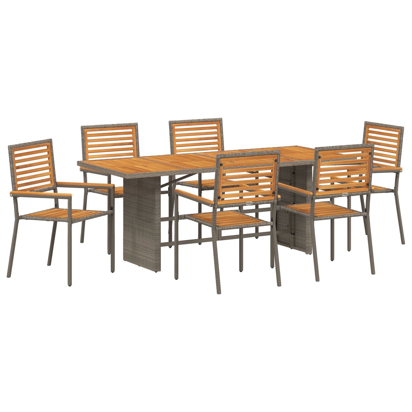 Hage Spisegruppe 7 pcs Grå 190 x 80 x 75 cm polyrotting