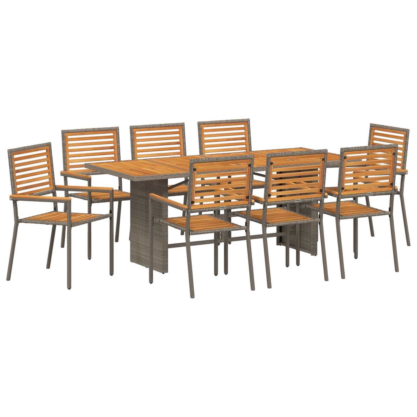 Hage Spisegruppe 9 pcs Grå og Brun polyrotting